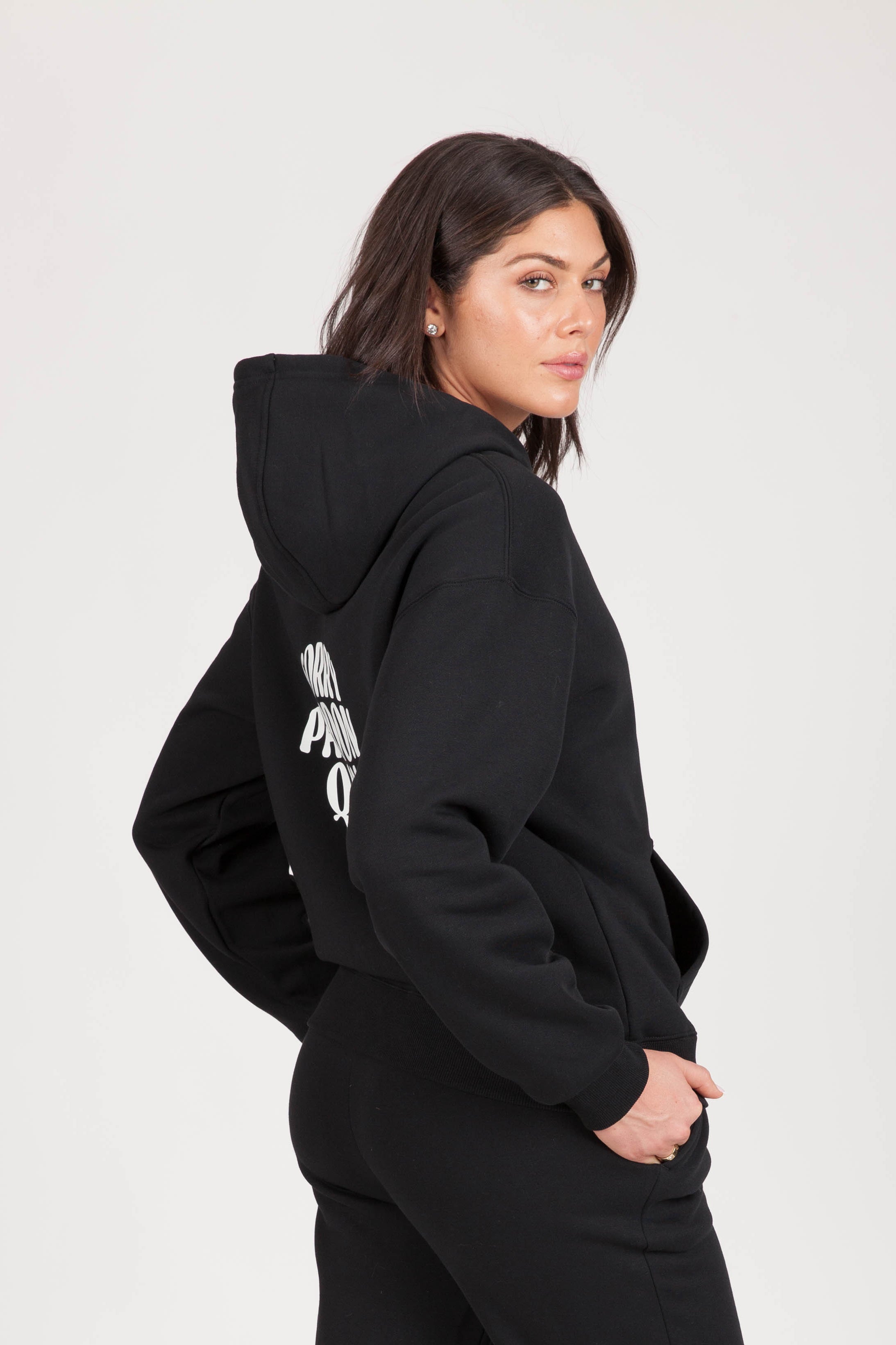 "SORRY PARDON QUOI" Women's Hoodie in Black - Lazypants
