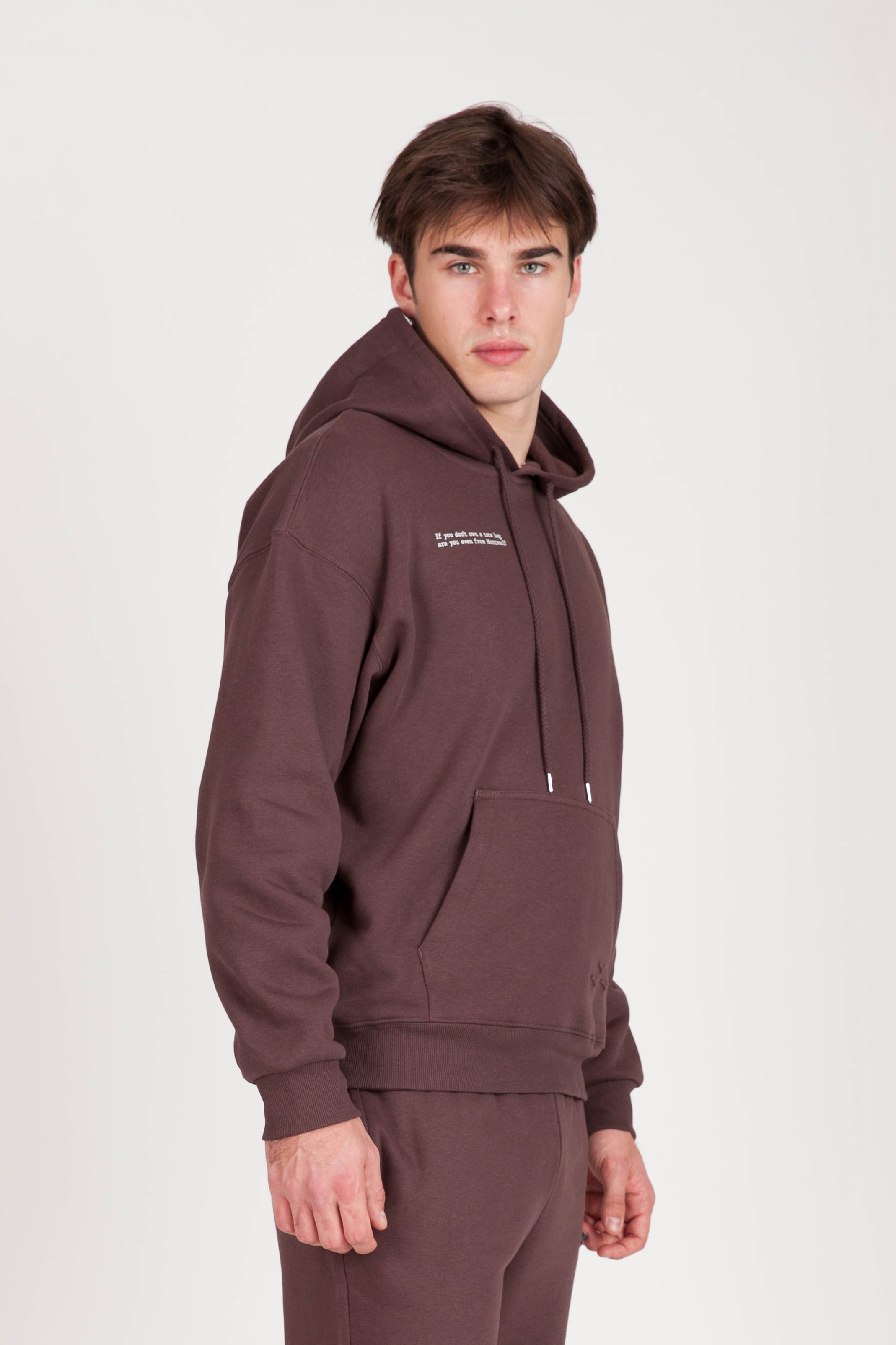 Men's "ARE YOU EVEN FROM MONTREAL" Hoodie in Espresso - Lazypants