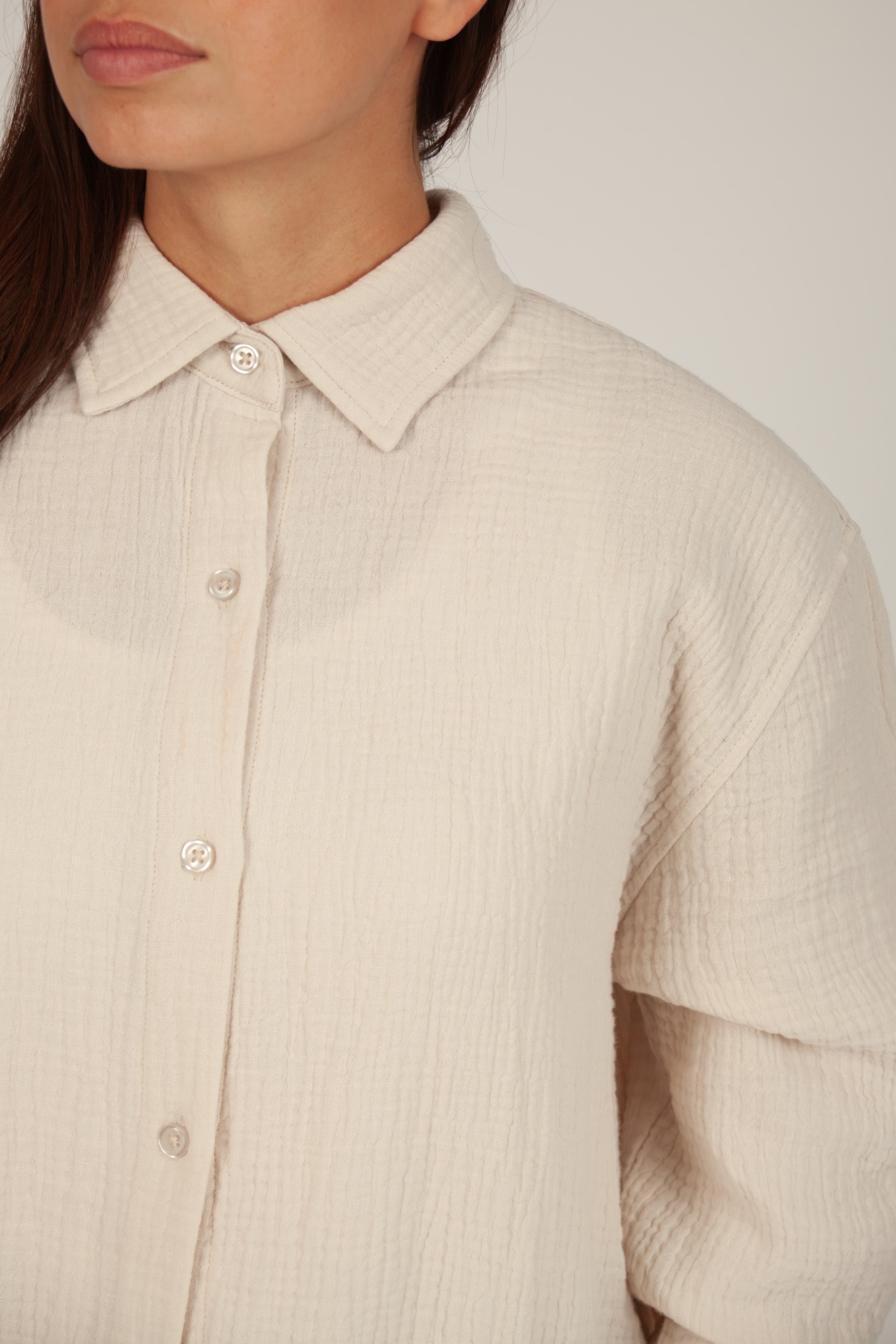 Lightweight cotton gauze button down shirt in bone