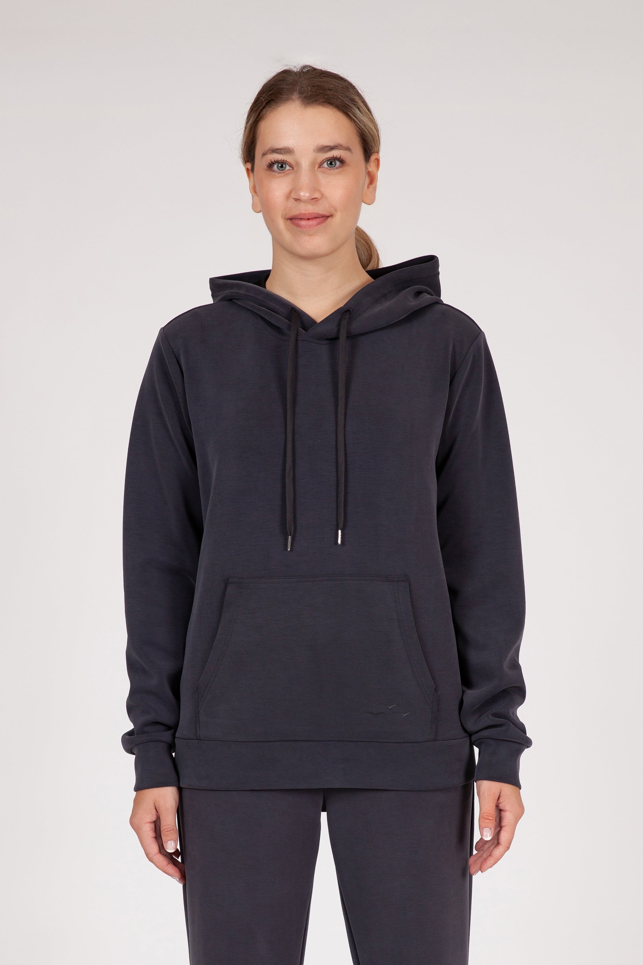 Women s Premium luxe sueded scuba hoodie in charcoal charcoal M