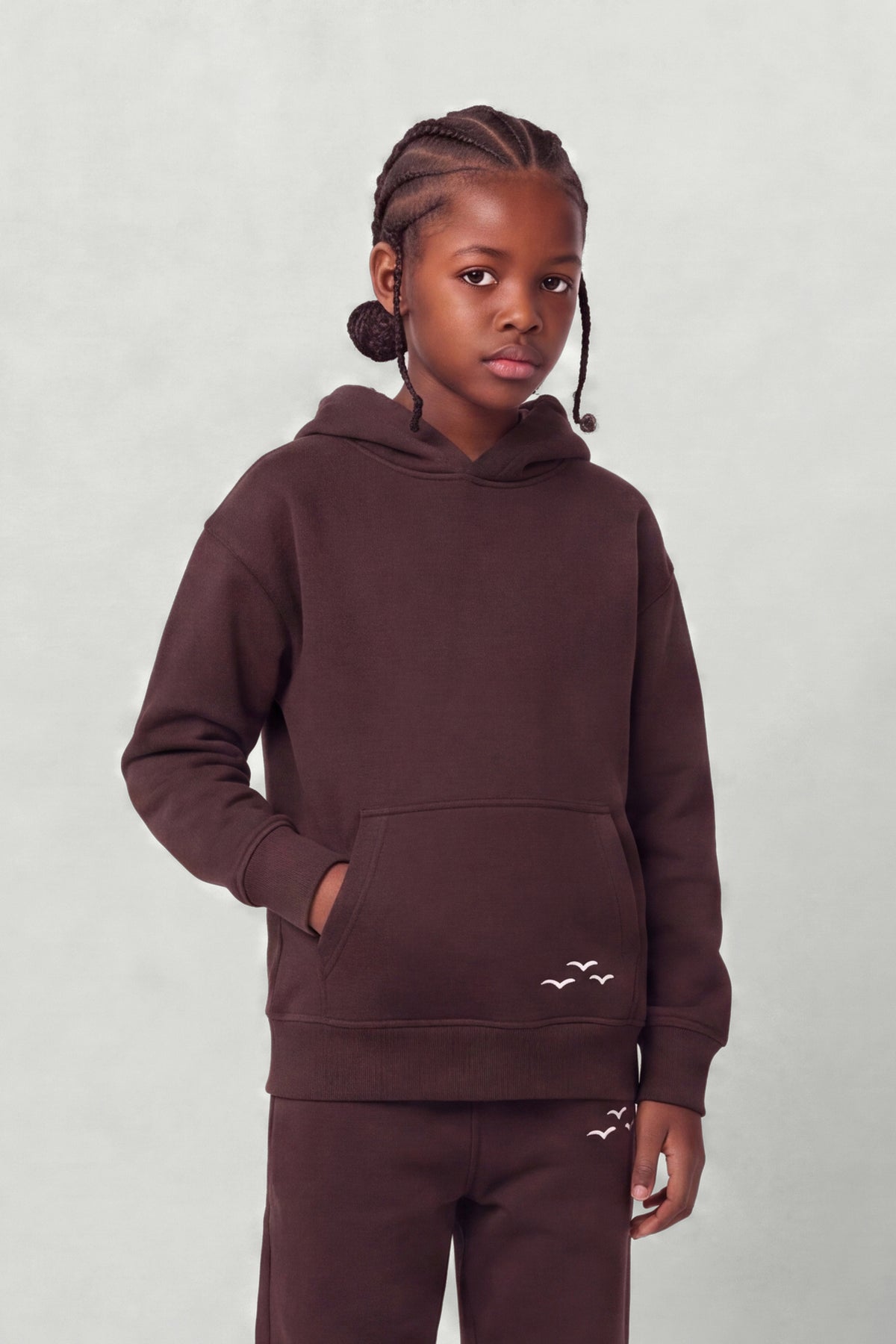 Kids Fleece Relaxed Hoodie in espresso