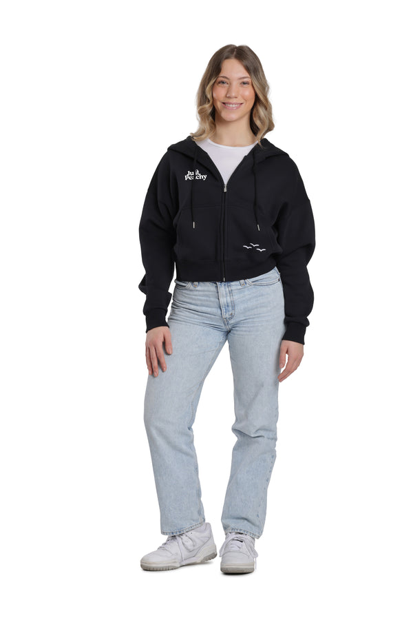 Just Peachy oversized zip hoodie black