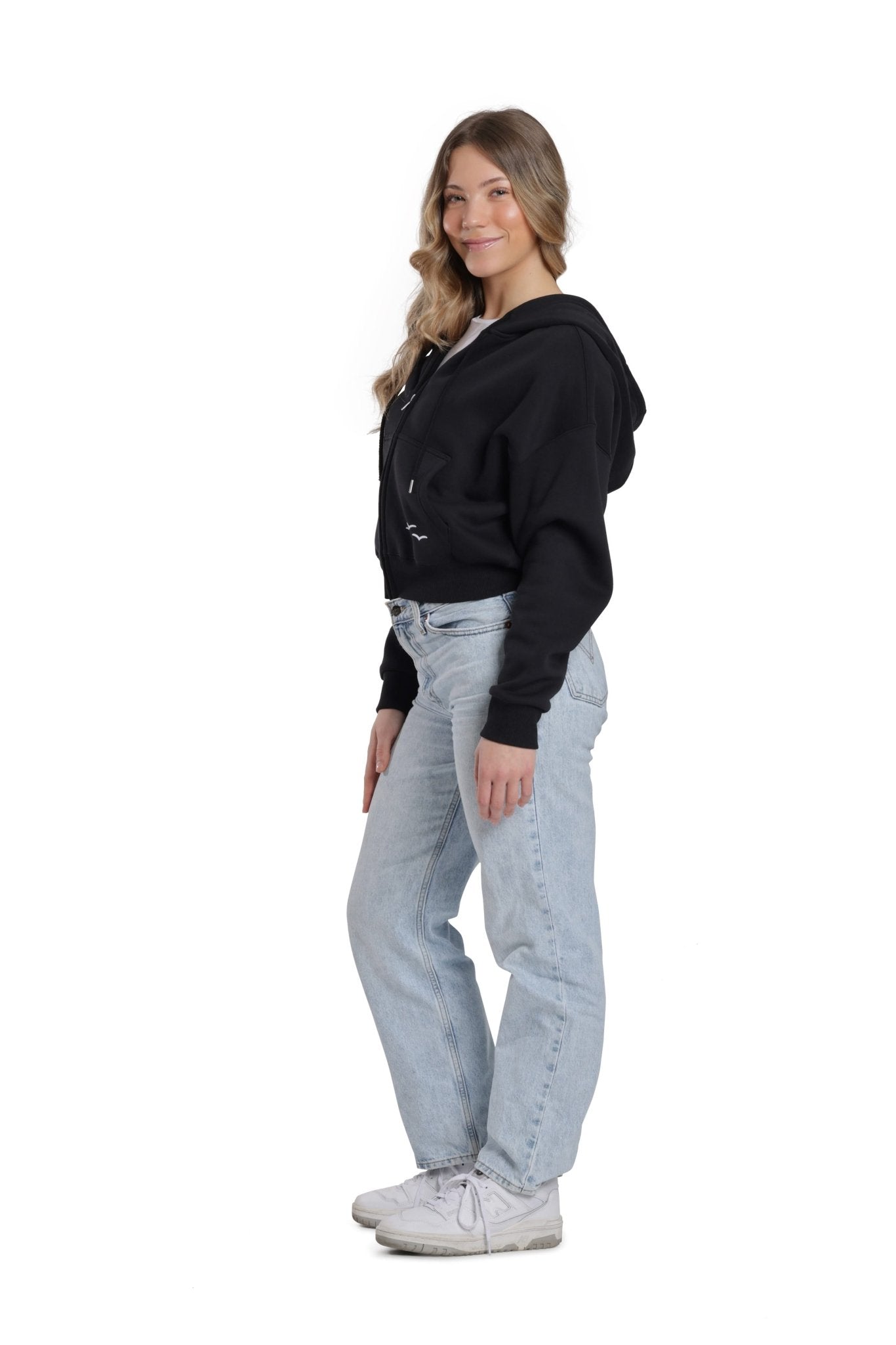 Justine oversized zip hoodie in black - Lazypants