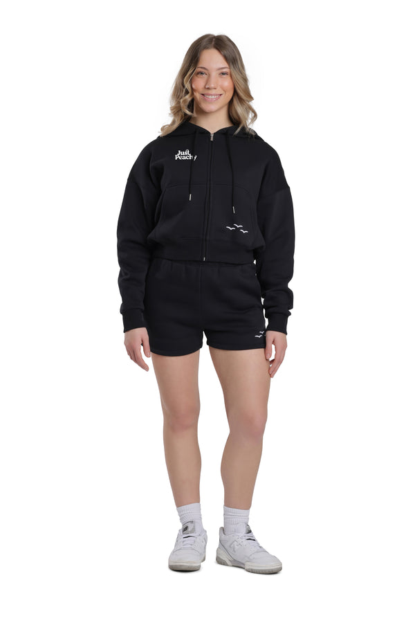 Just Peachy zip up and shorts in black