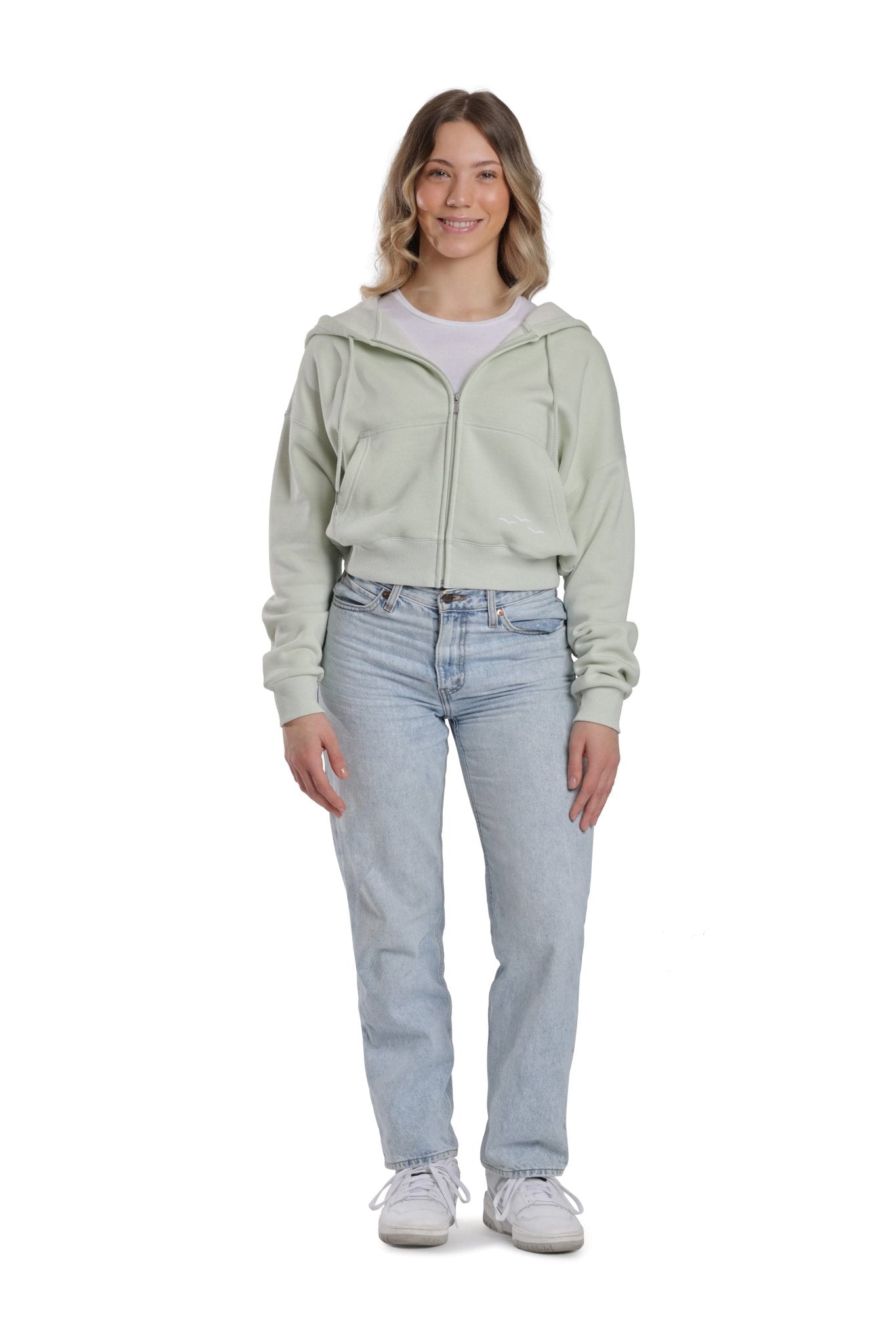 Justine oversized zip hoodie in silver green - Lazypants