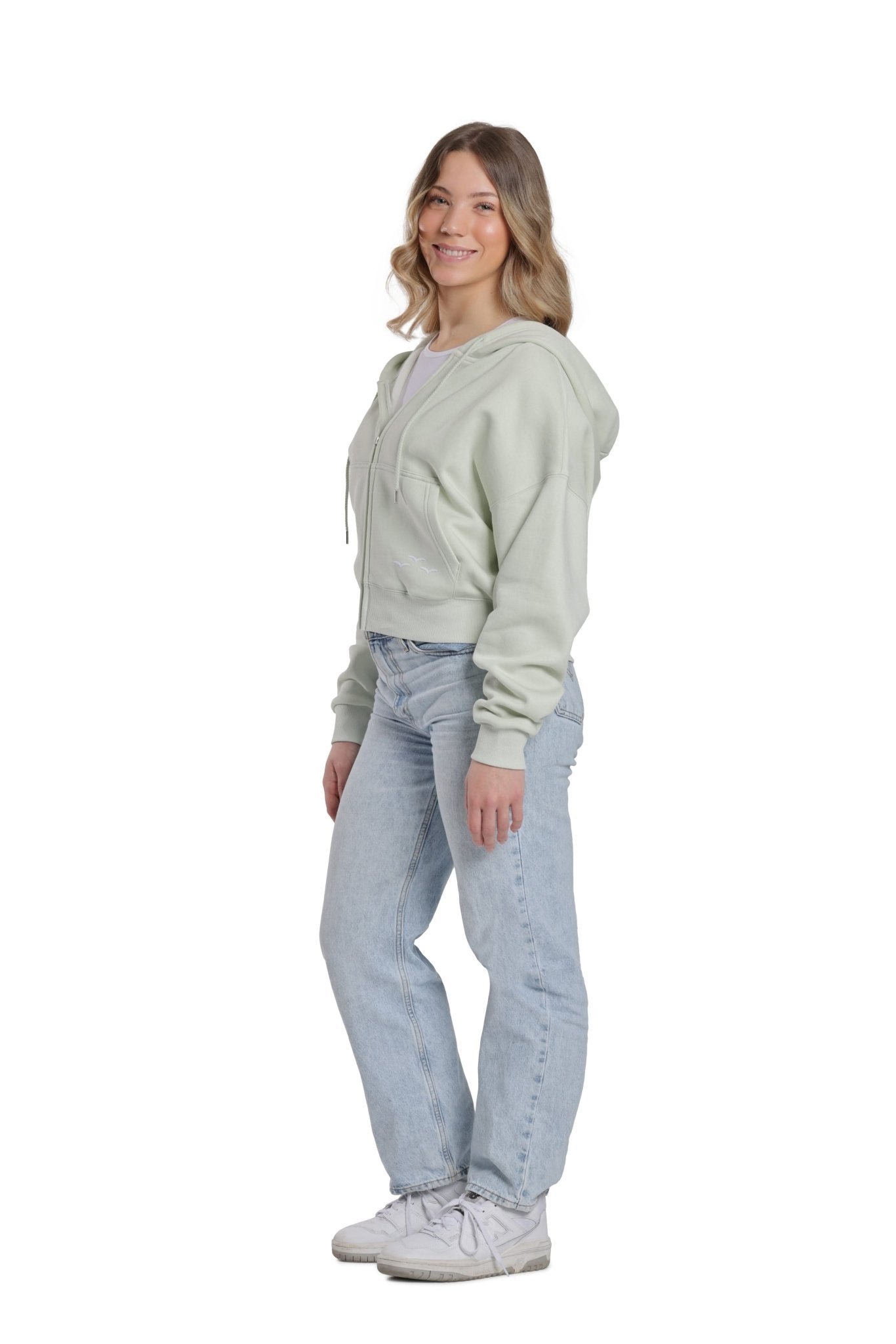 Justine oversized zip hoodie in silver green - Lazypants
