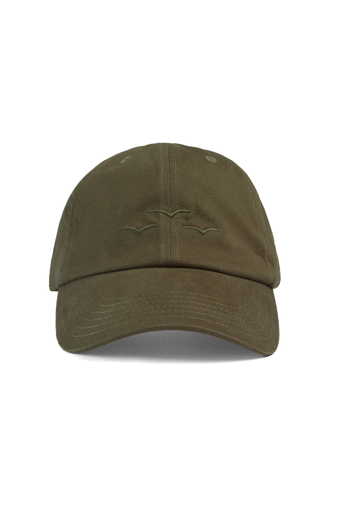 Washed cotton twill dad’s baseball cap in khaki green
