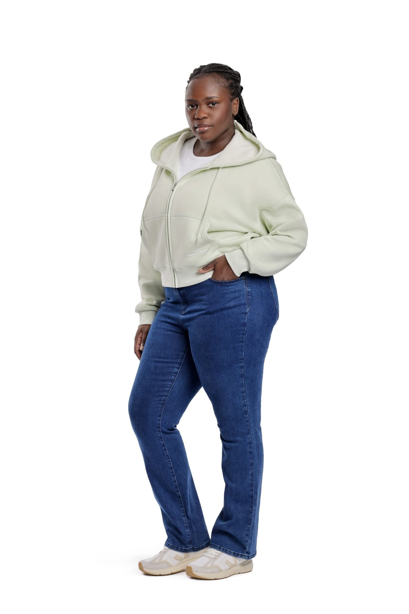 Justine oversized zip hoodie in silver green - Lazypants