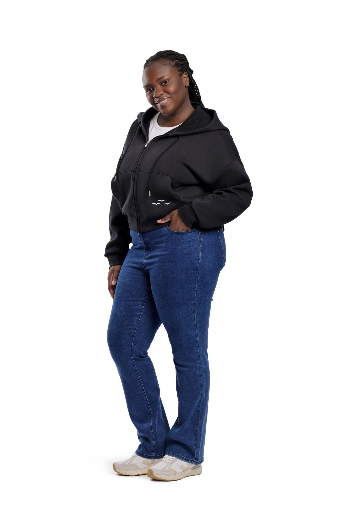 Justine oversized zip hoodie in black - Lazypants