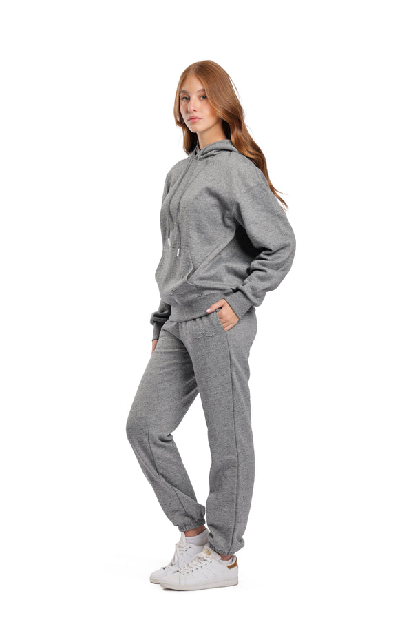 Women’s premium fleece relaxed sweatsuit set in granite