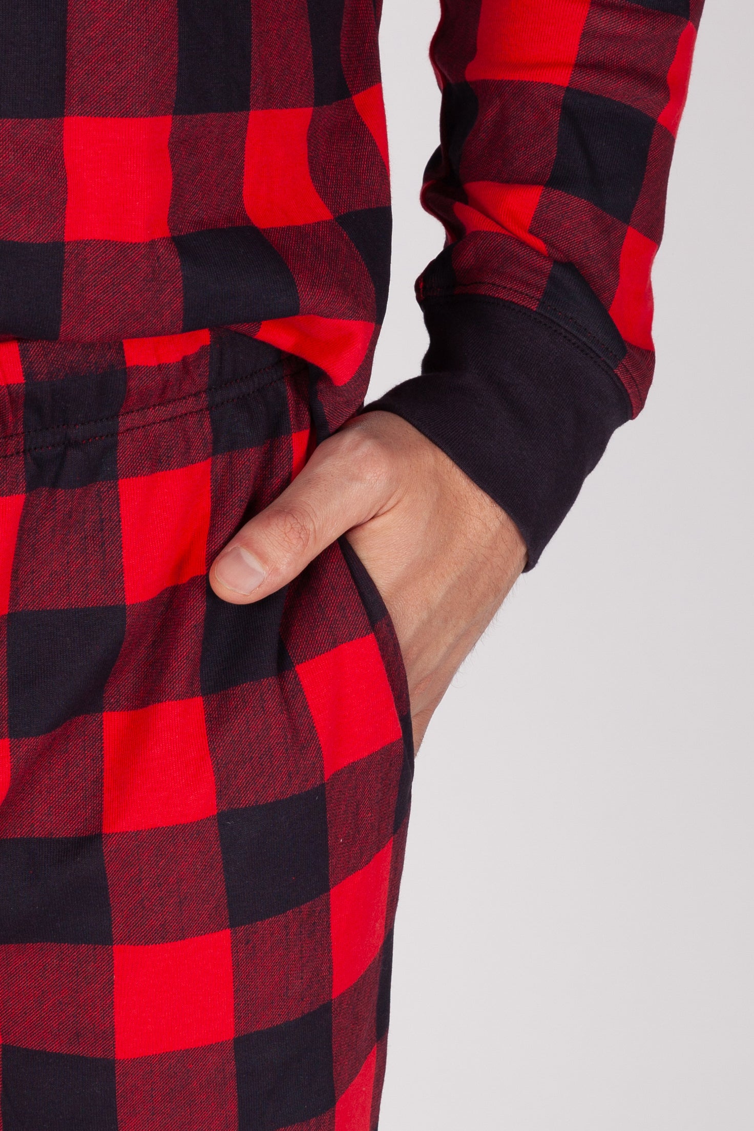 Men's Cotton Pajama Set in Red Buffalo Plaid