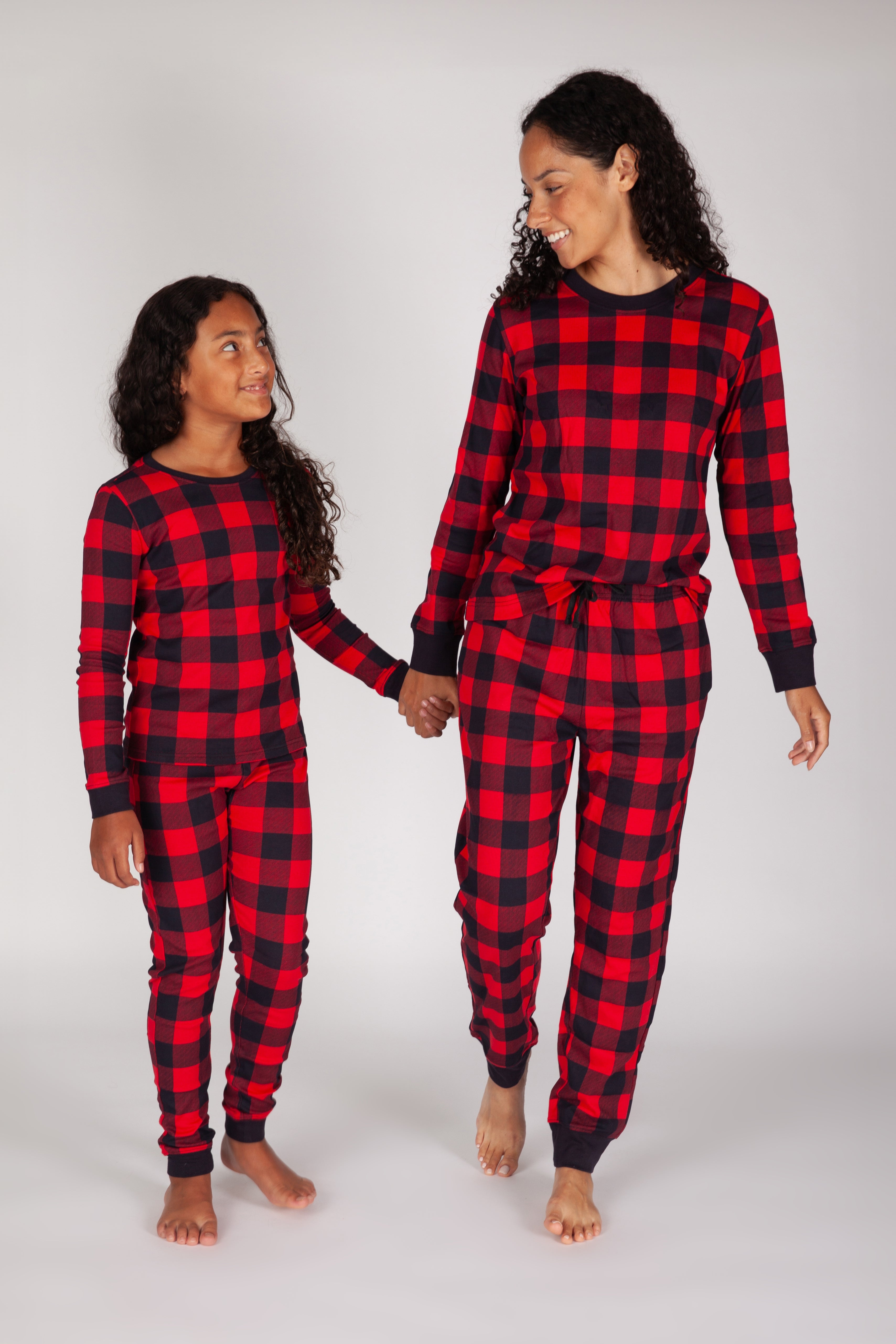 Kids Cotton Pajama Set in Red Buffalo Plaid