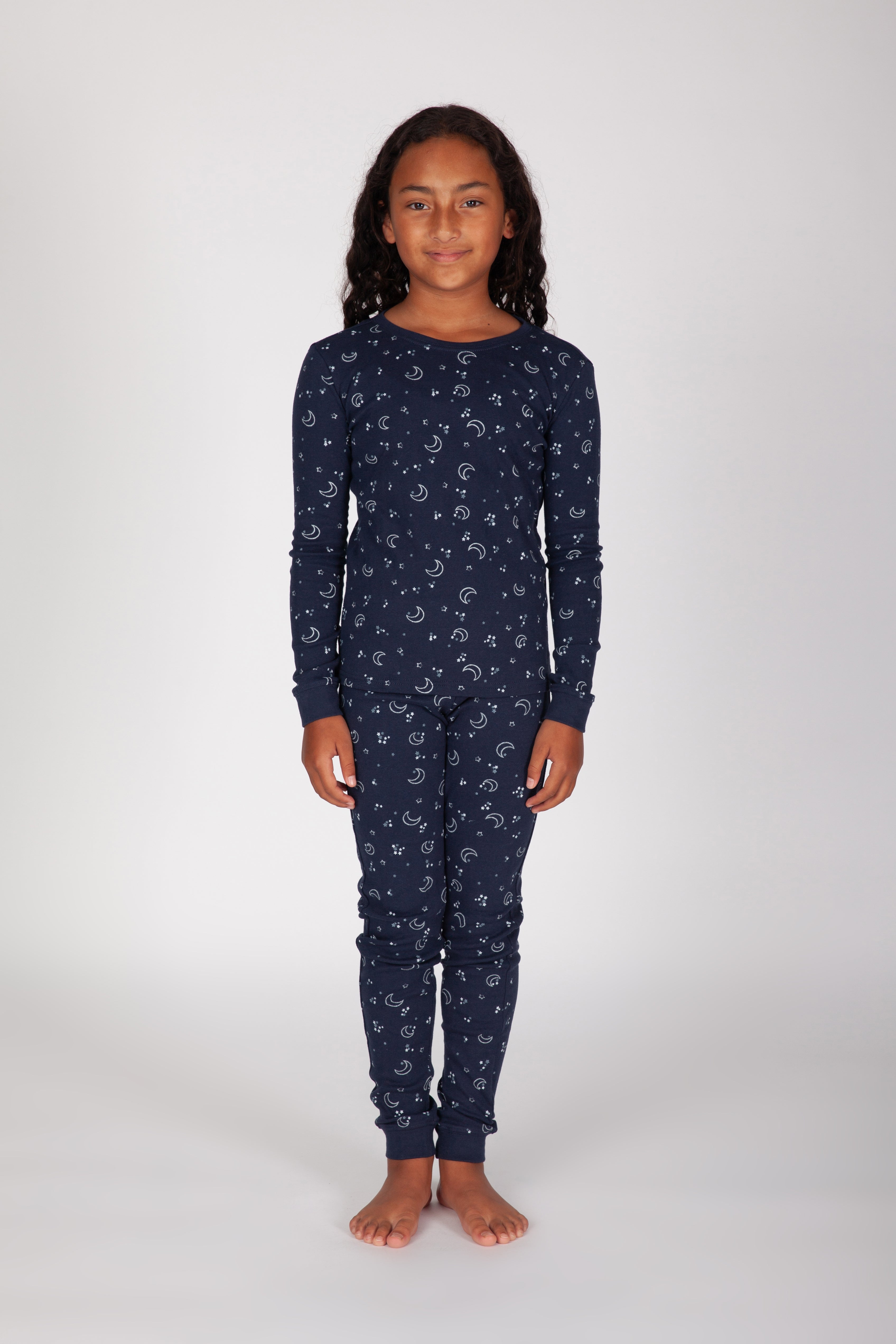 Kids Cotton Pajama Set in Navy Sky