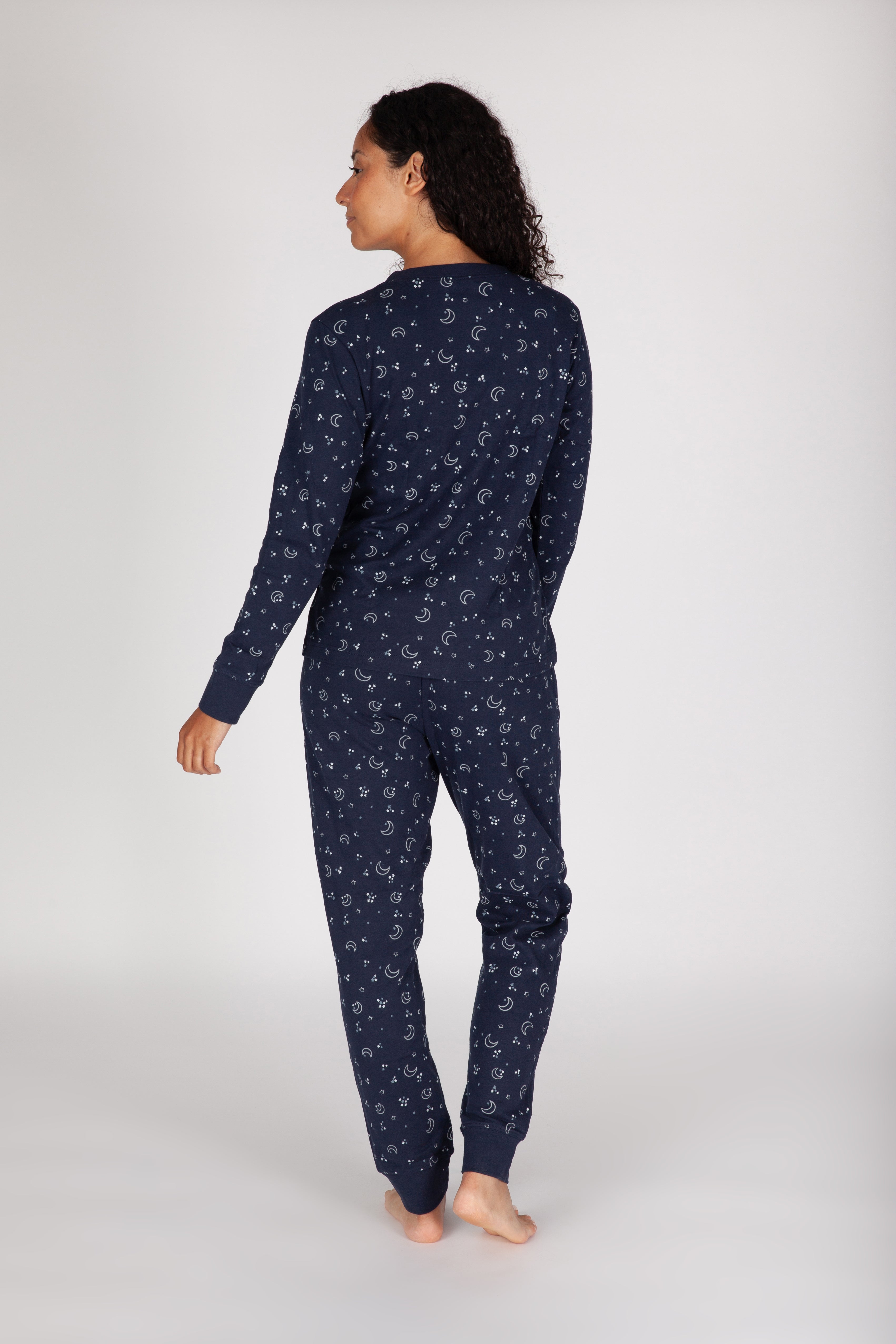 Women's Cotton Pajama Set in Navy Sky