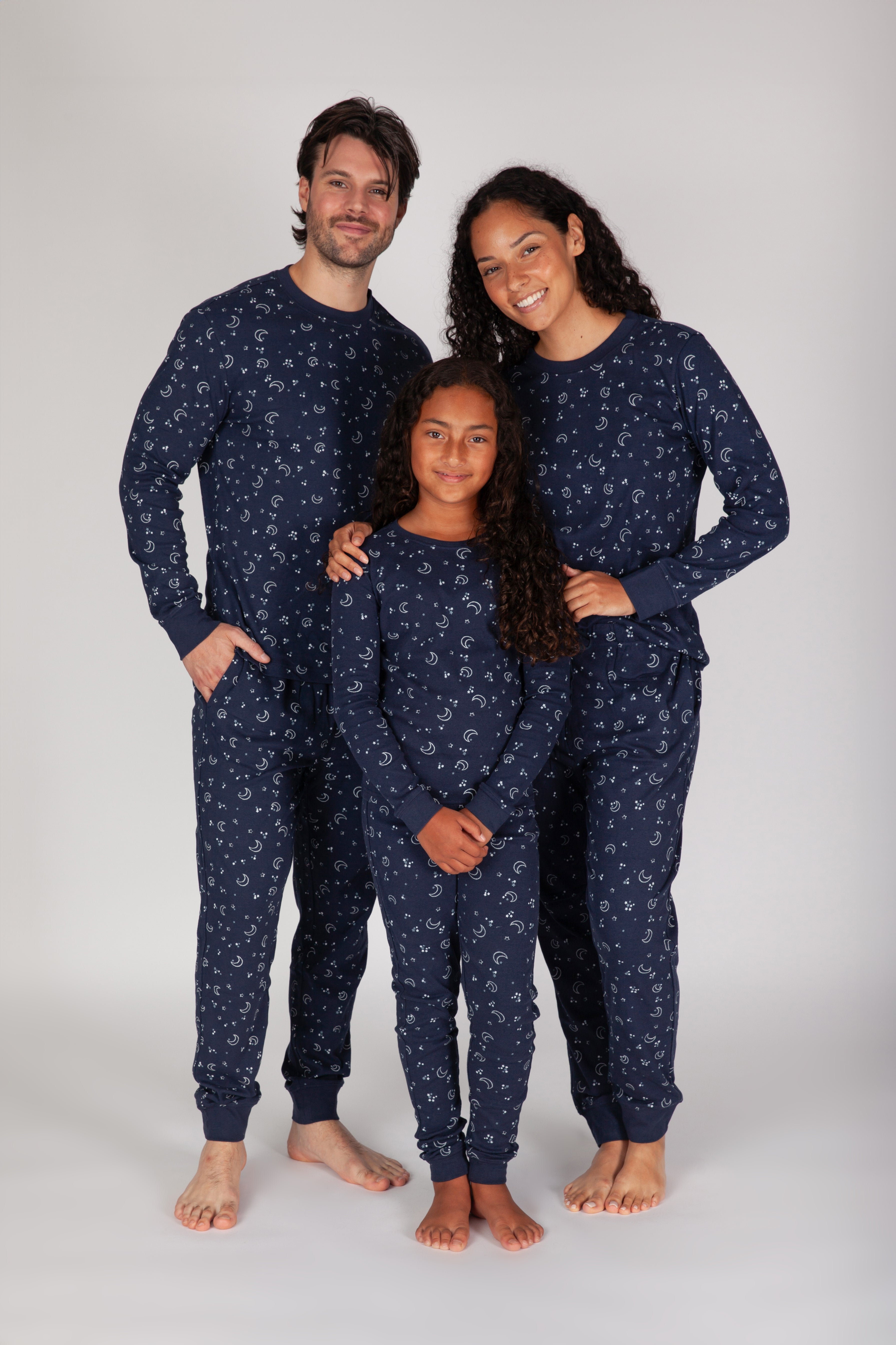 Men's Cotton Pajama Set in Navy Sky