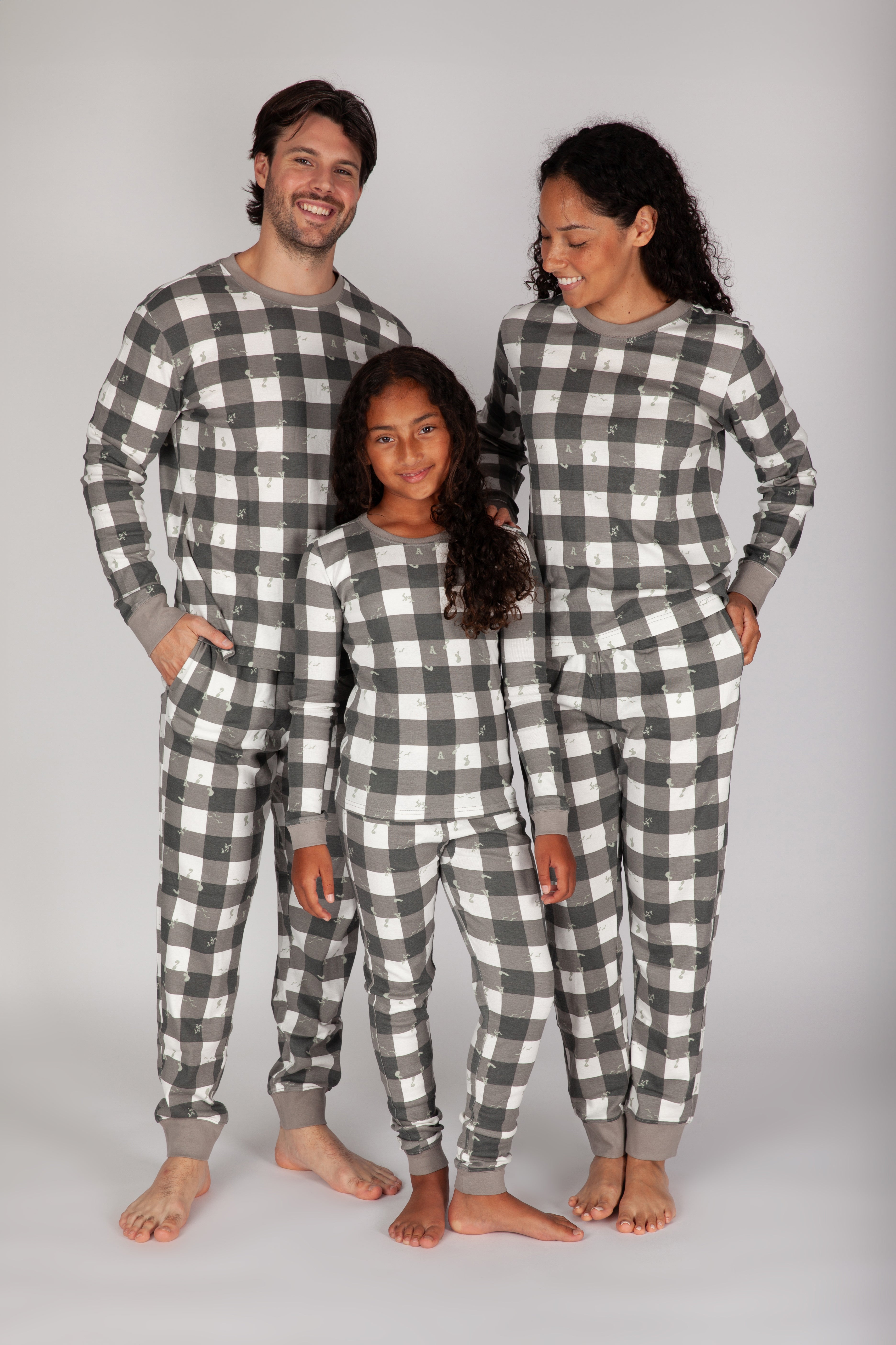 Men's Cotton Pajama Set in Lazy Bird Plaid