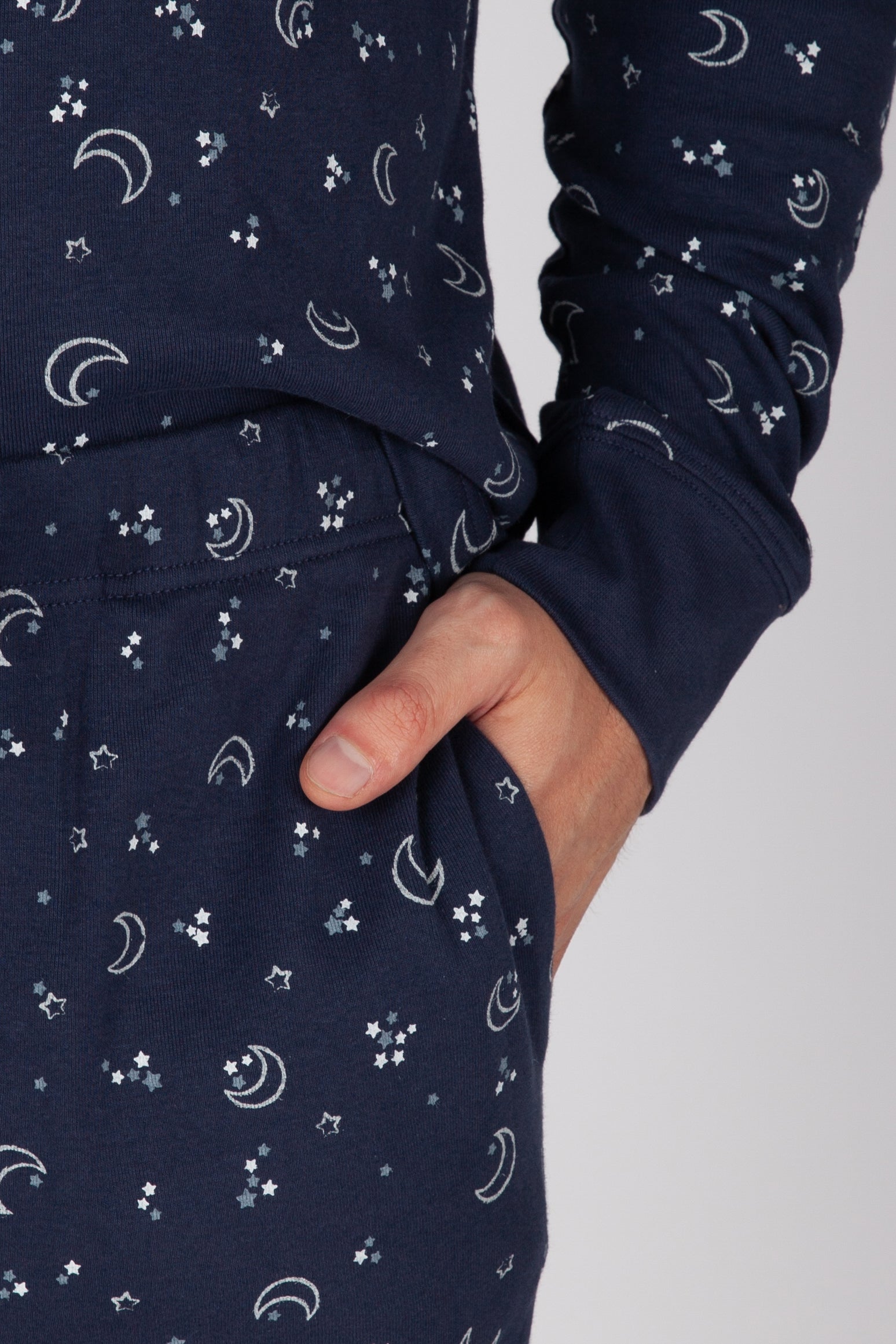 Men's Cotton Pajama Set in Navy Sky