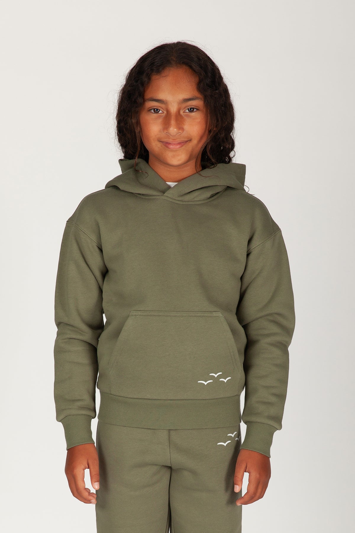 Kids Cooper fleece hoodie in olive