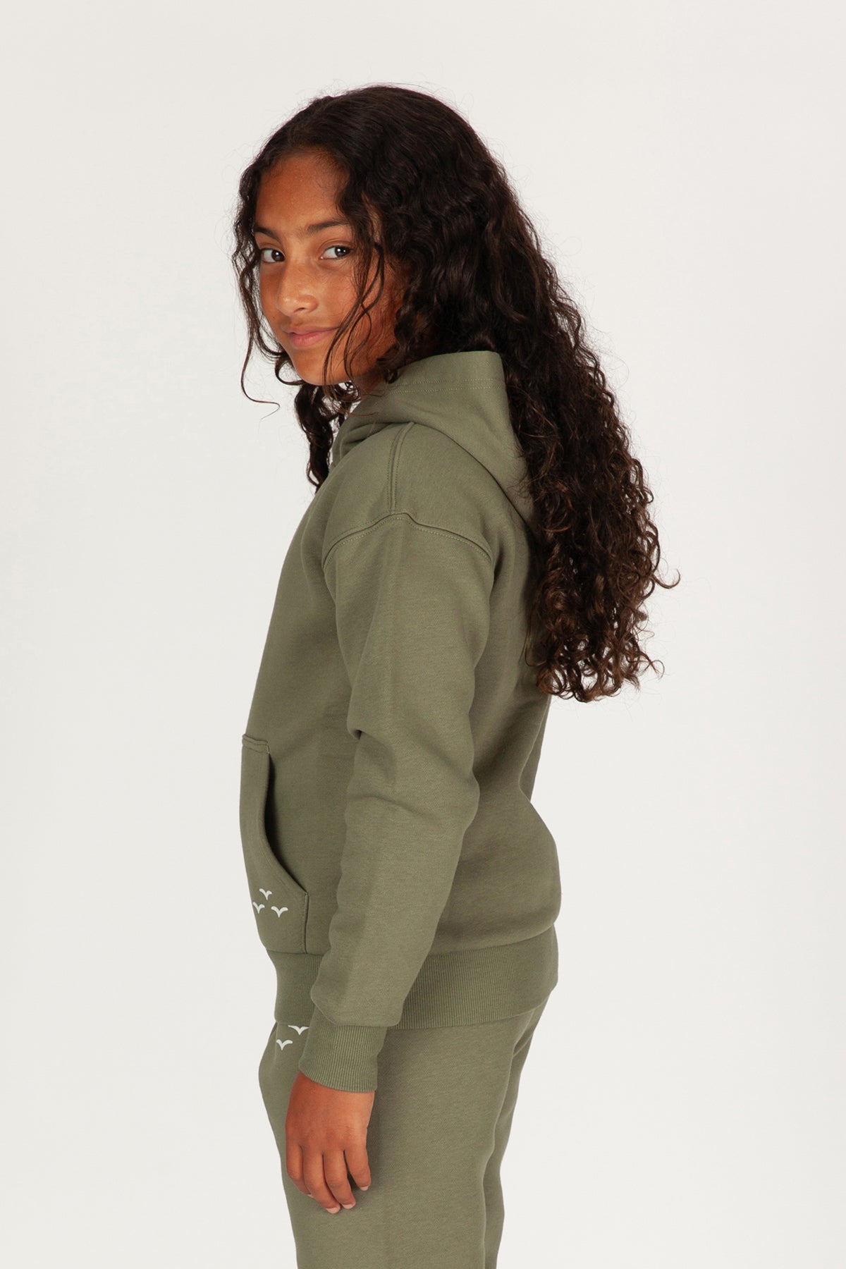 Kids Cooper fleece hoodie in olive