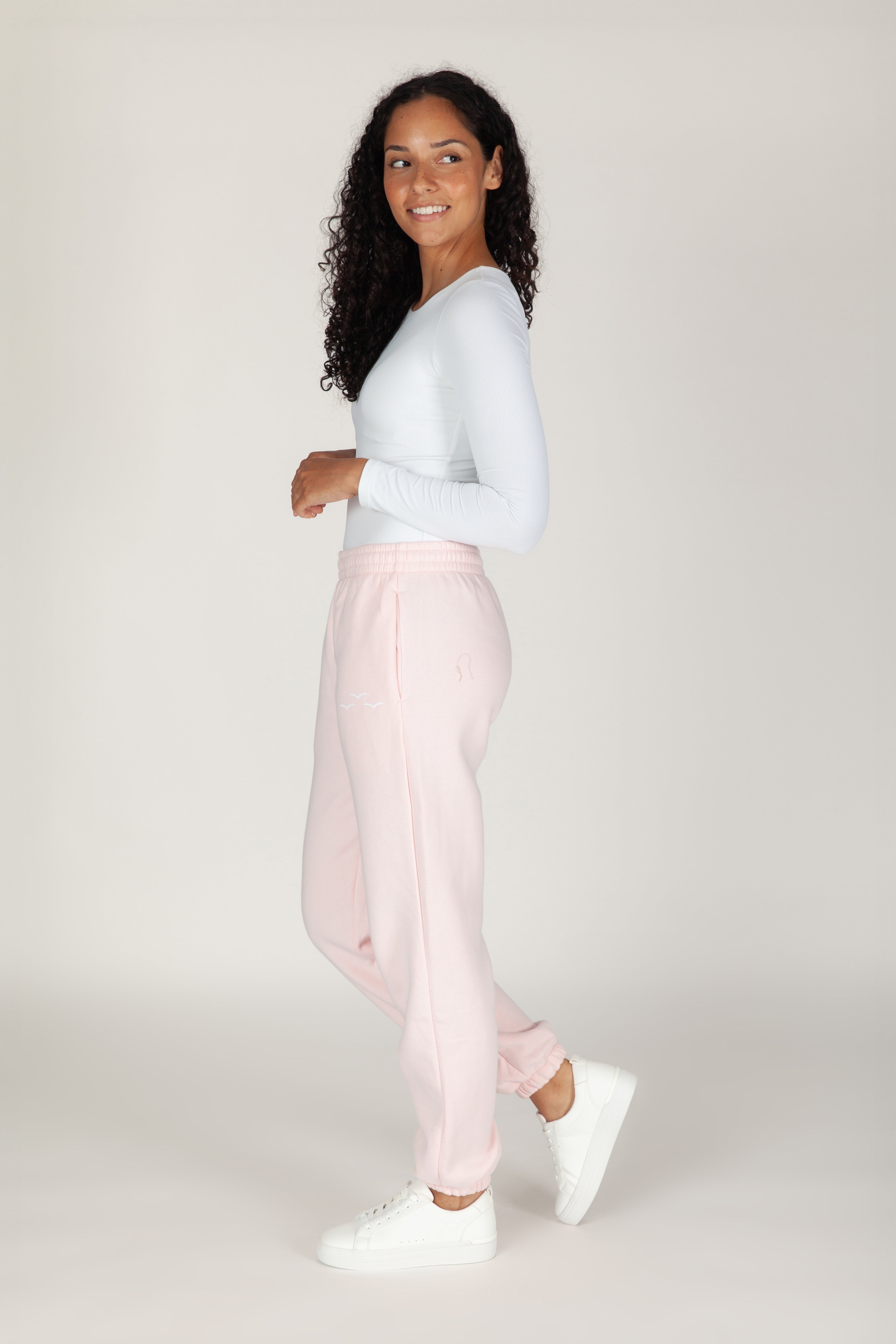 Nova premium fleece relaxed joggers in petal pink