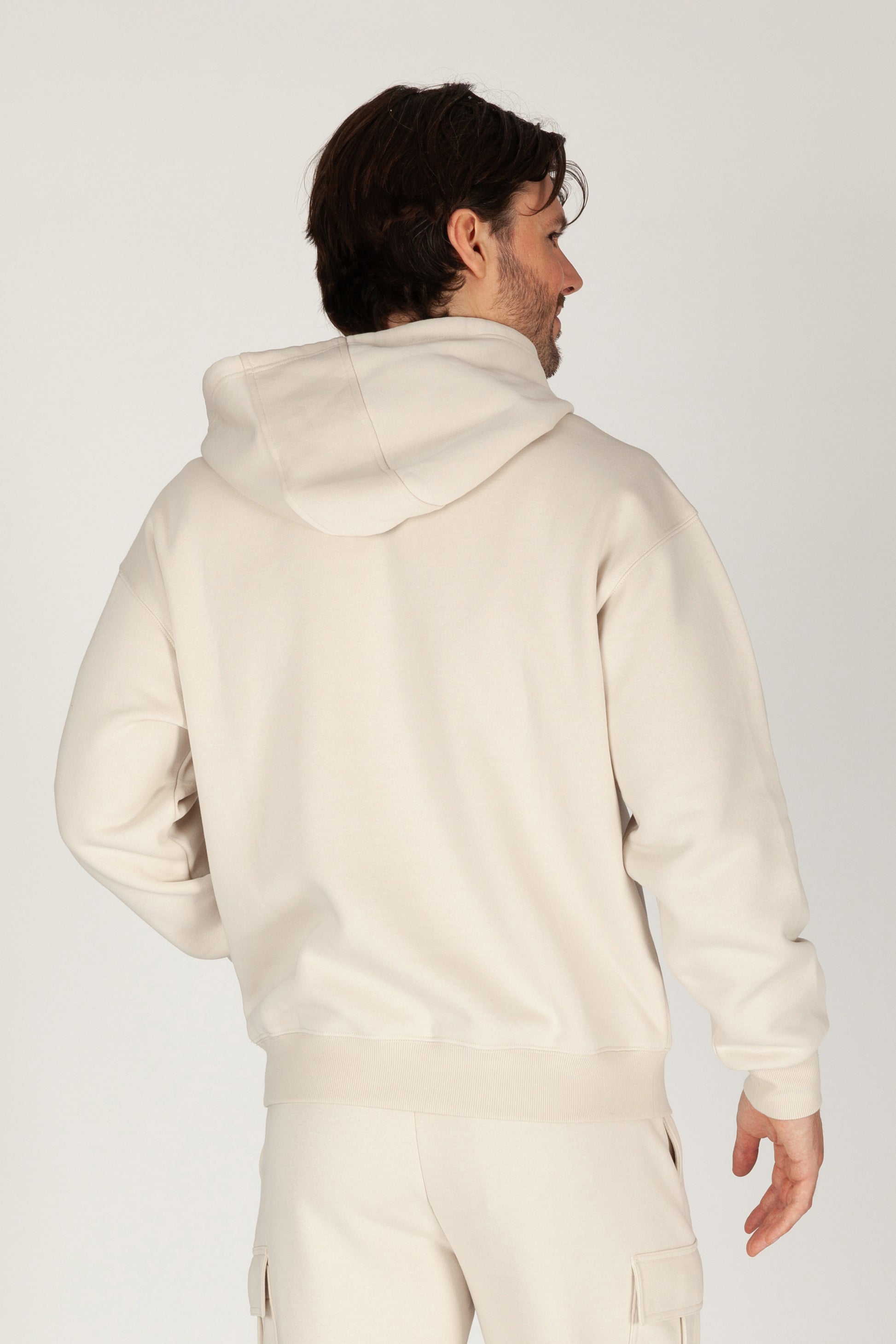 Men’s premium fleece relaxed hoodie in bone