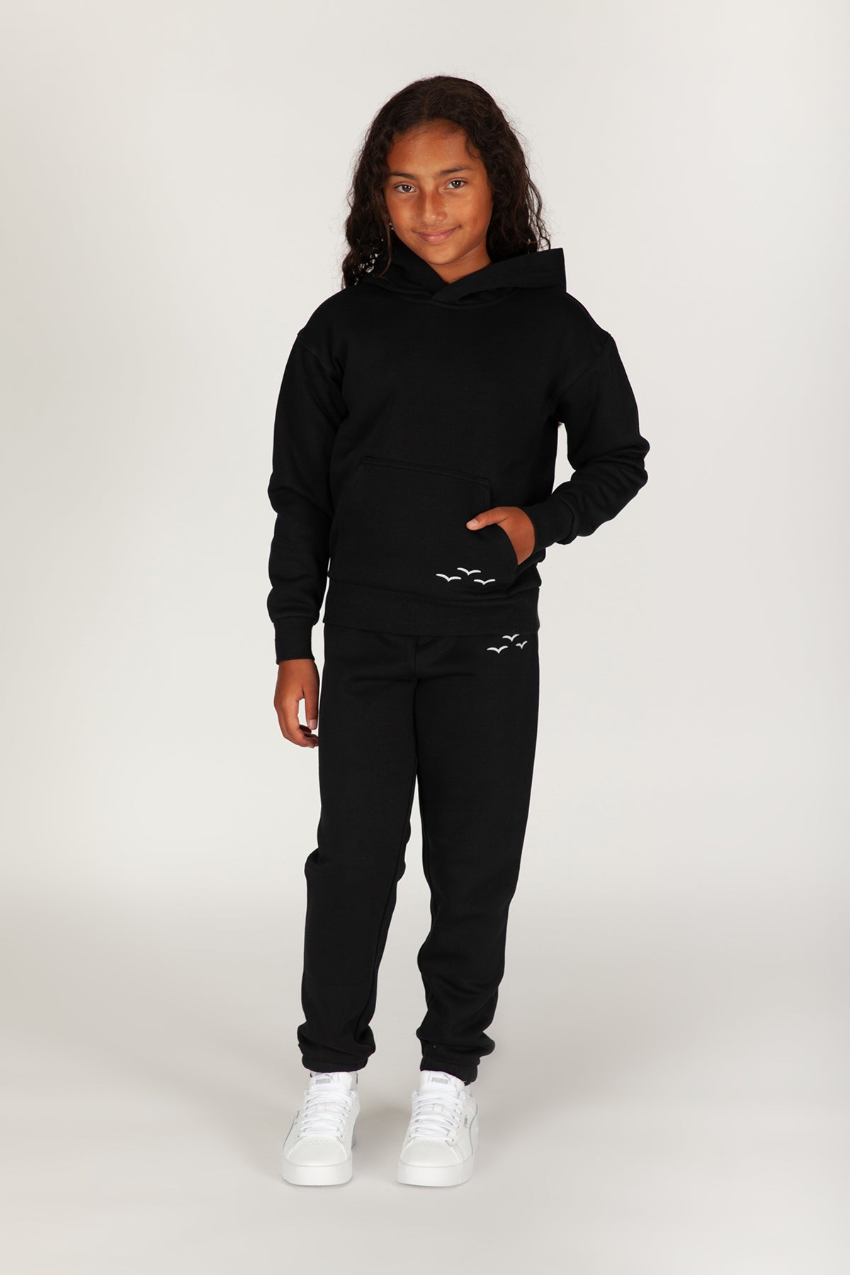 Kids Niki and Cooper fleece set in black