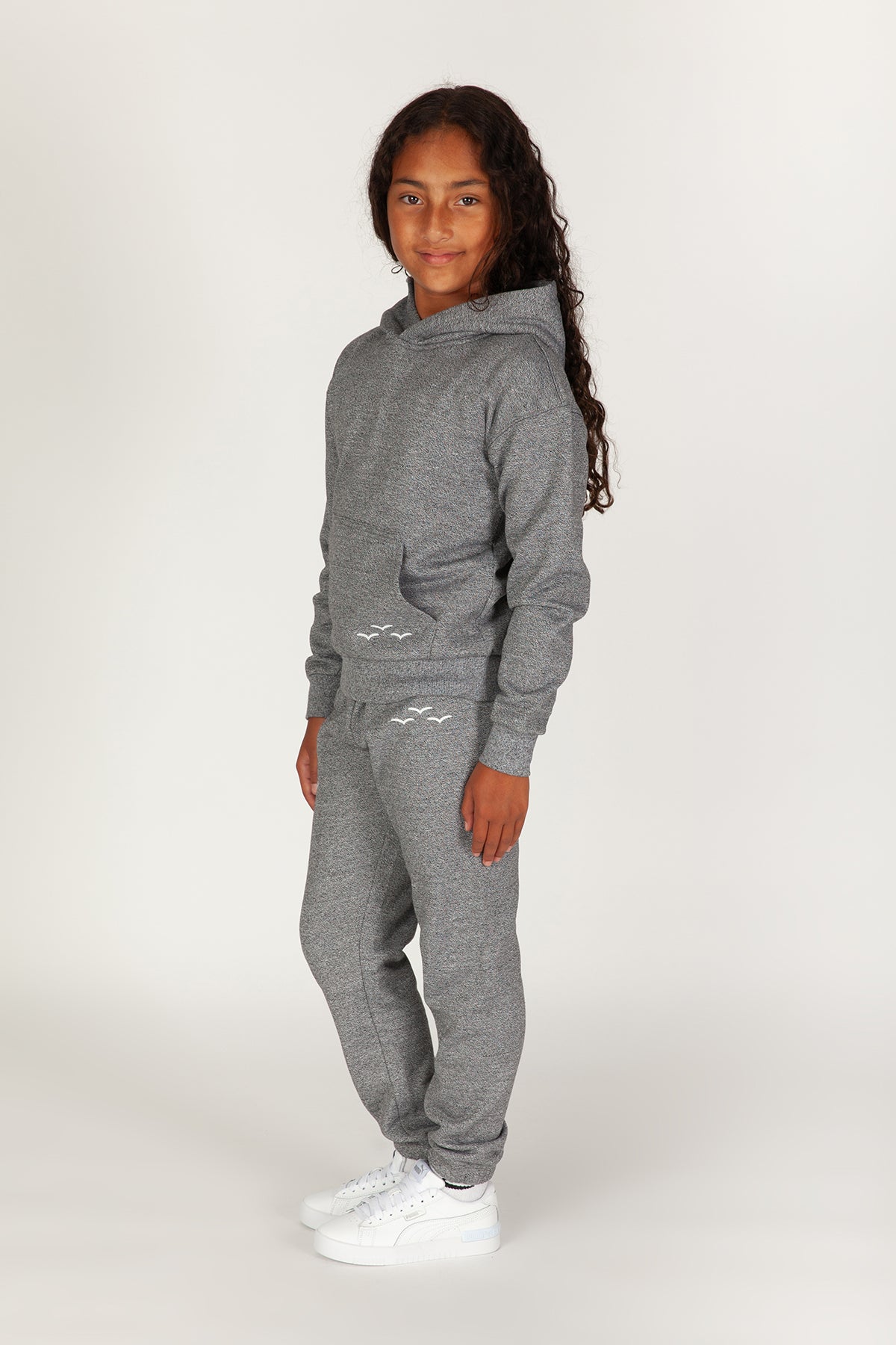 Kids Niki and Cooper fleece set in granite