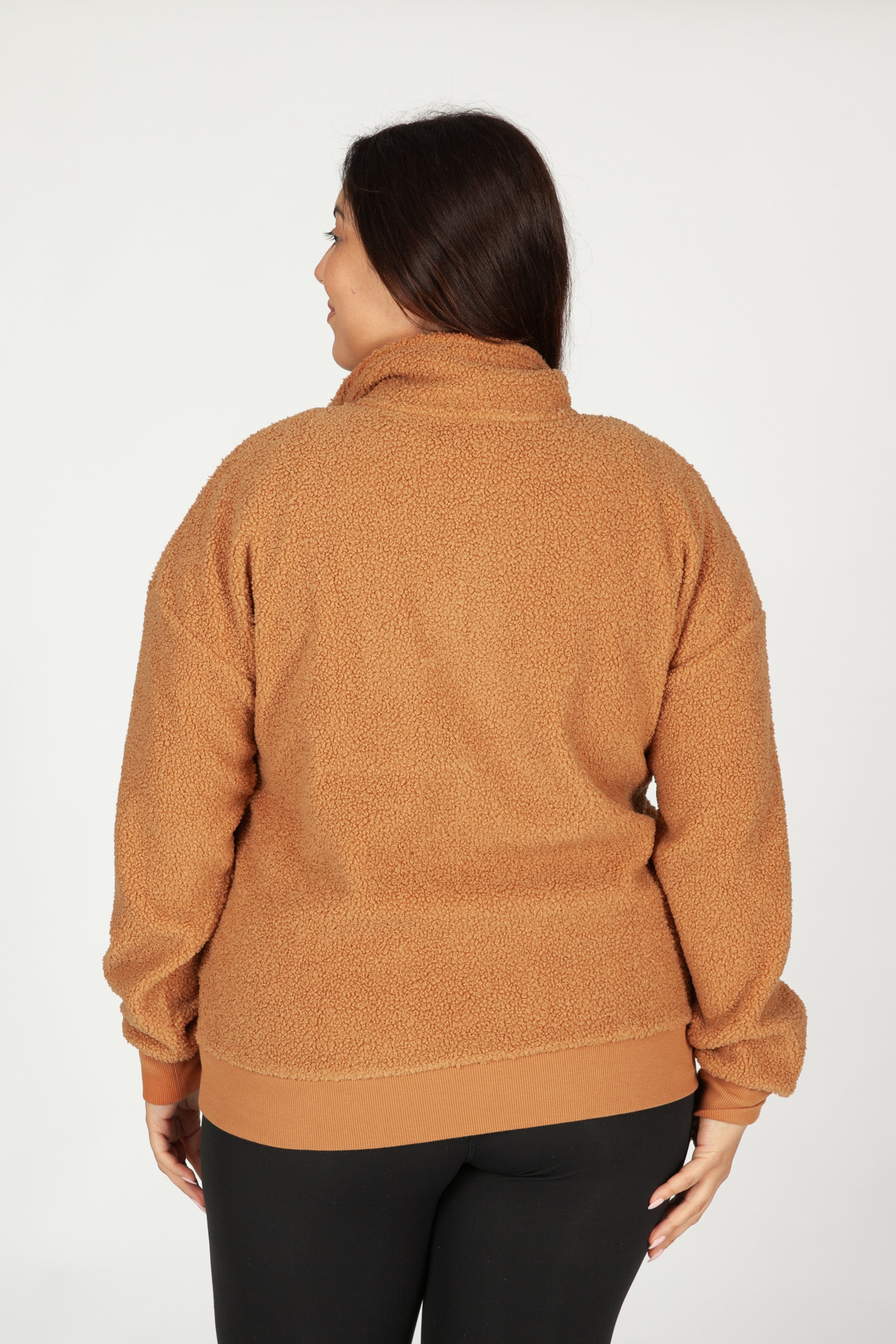 Steph Teddy Sherpa Half Zip Pullover in Biscuit