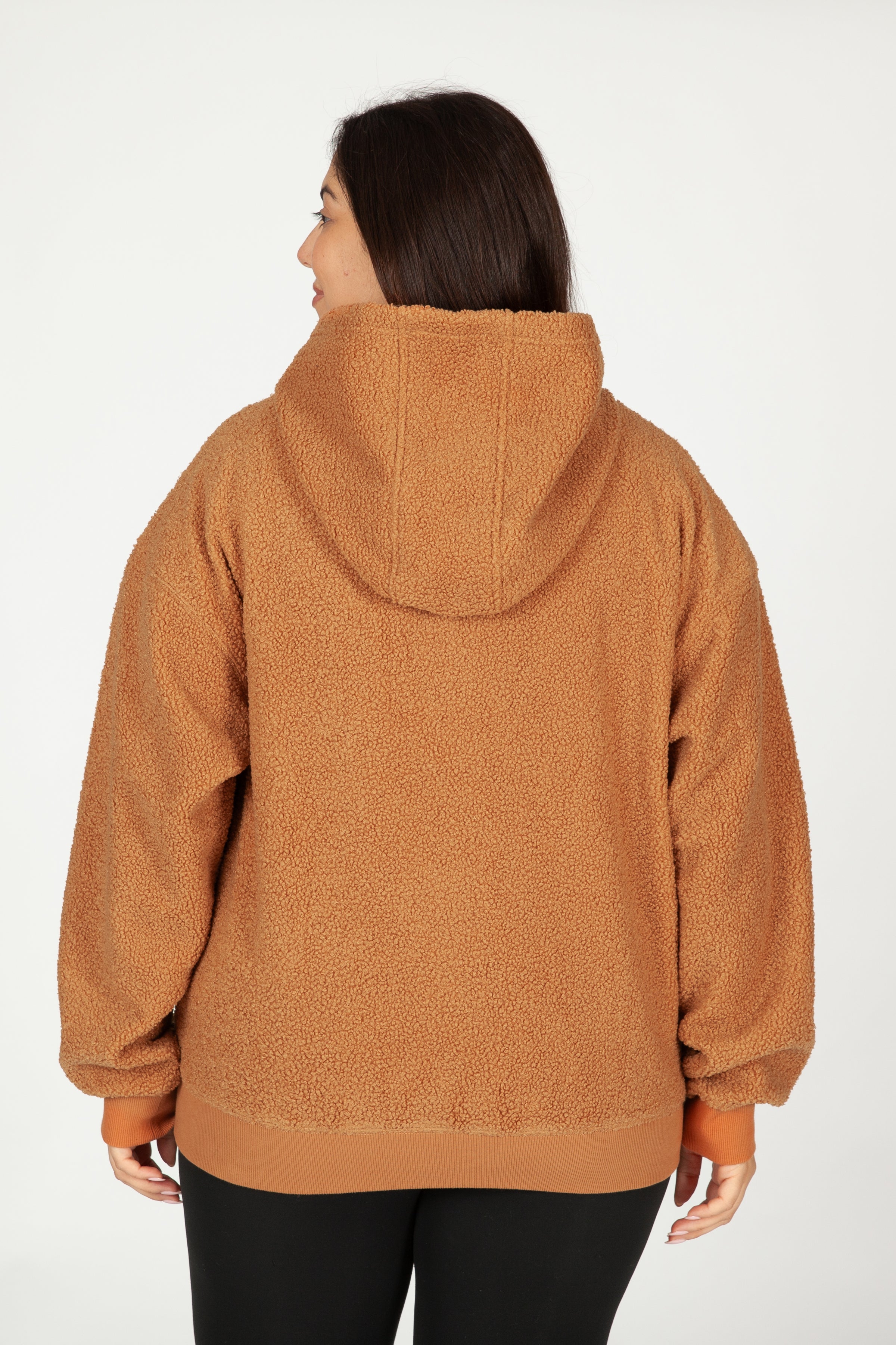 Chlo Relaxed Fit Teddy Sherpa Hoodie in Biscuit