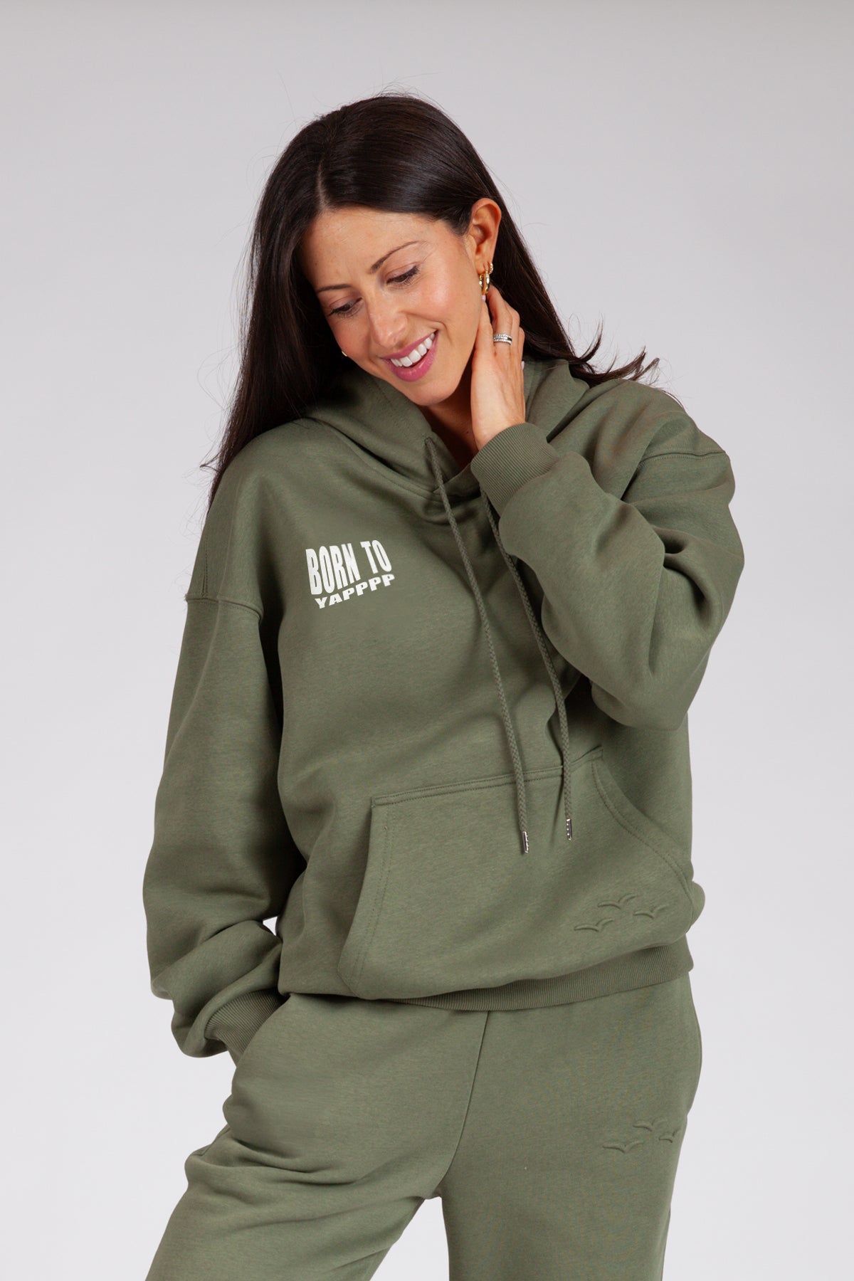 Born to Yap Hoodie In olive