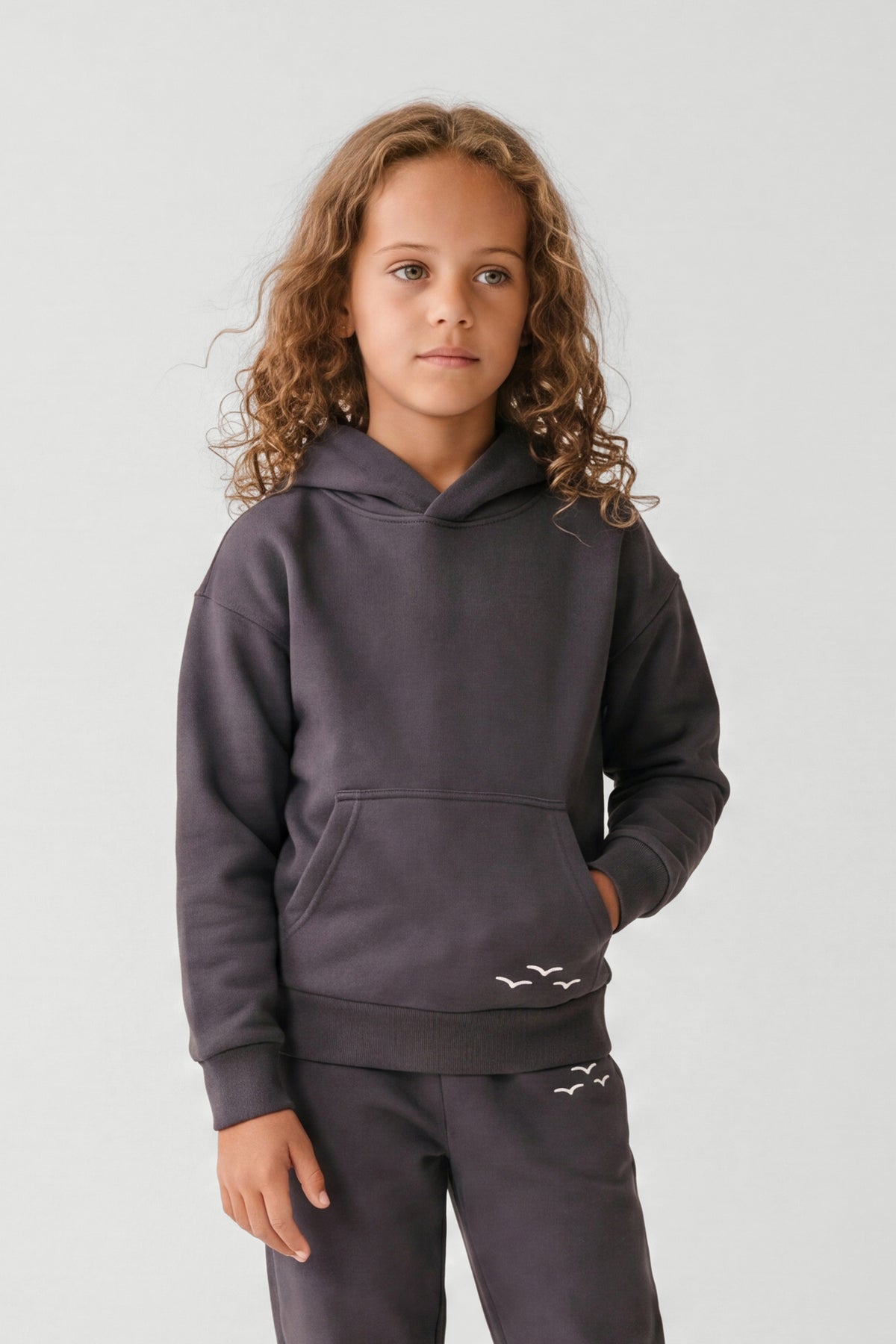 Kids Fleece Relaxed Hoodie in Navy Wash