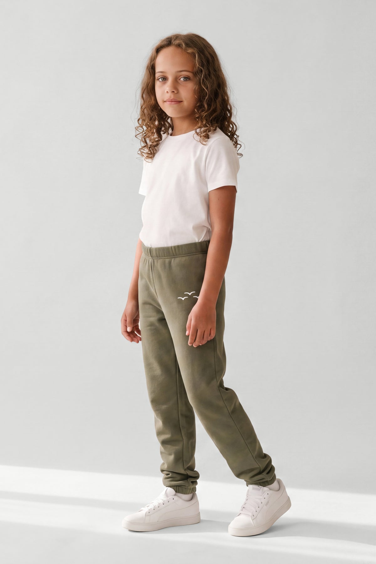 Kids Fleece Regular Fit Sweatpants in Olive