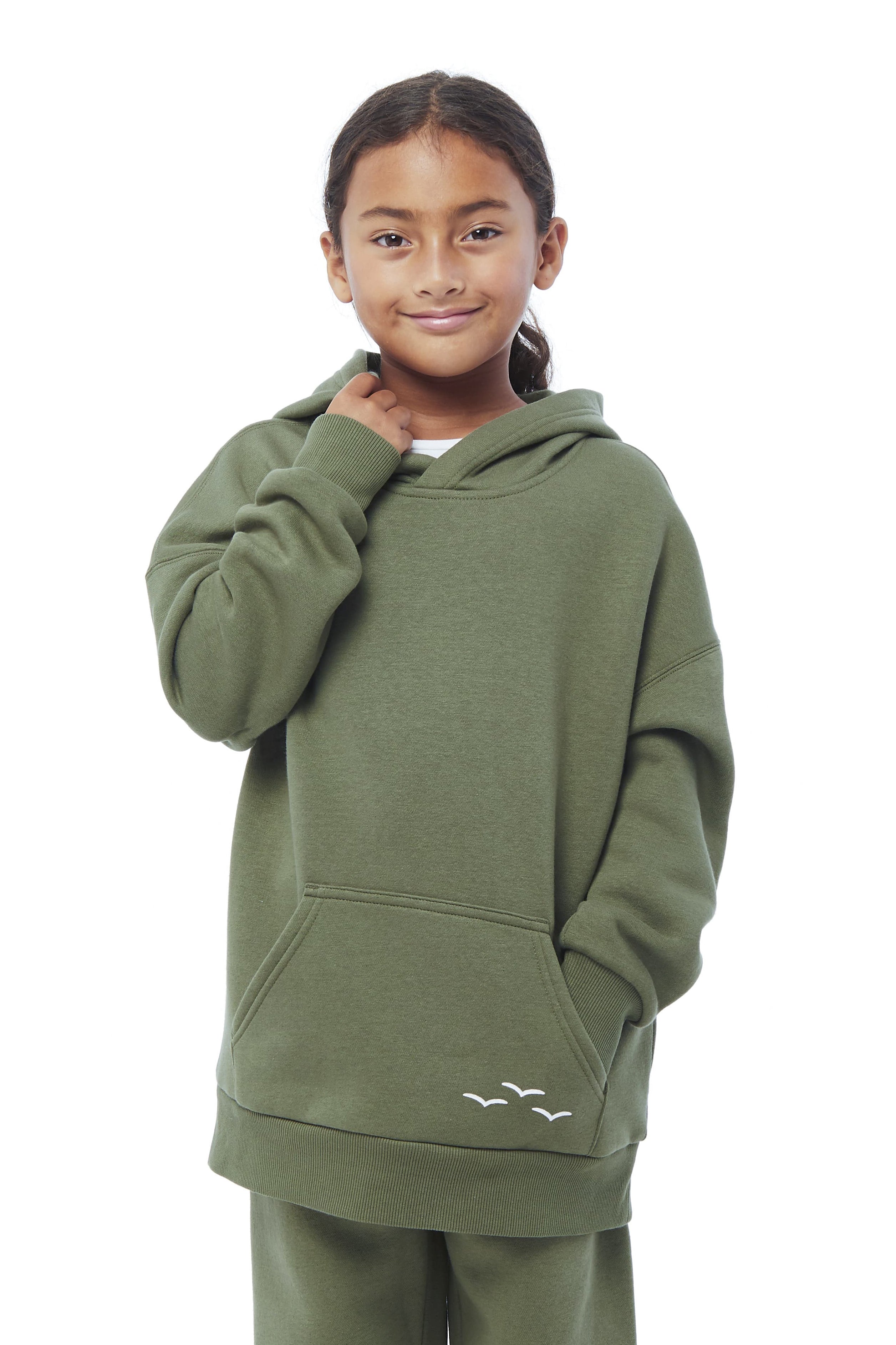 Kids Cooper fleece hoodie in olive