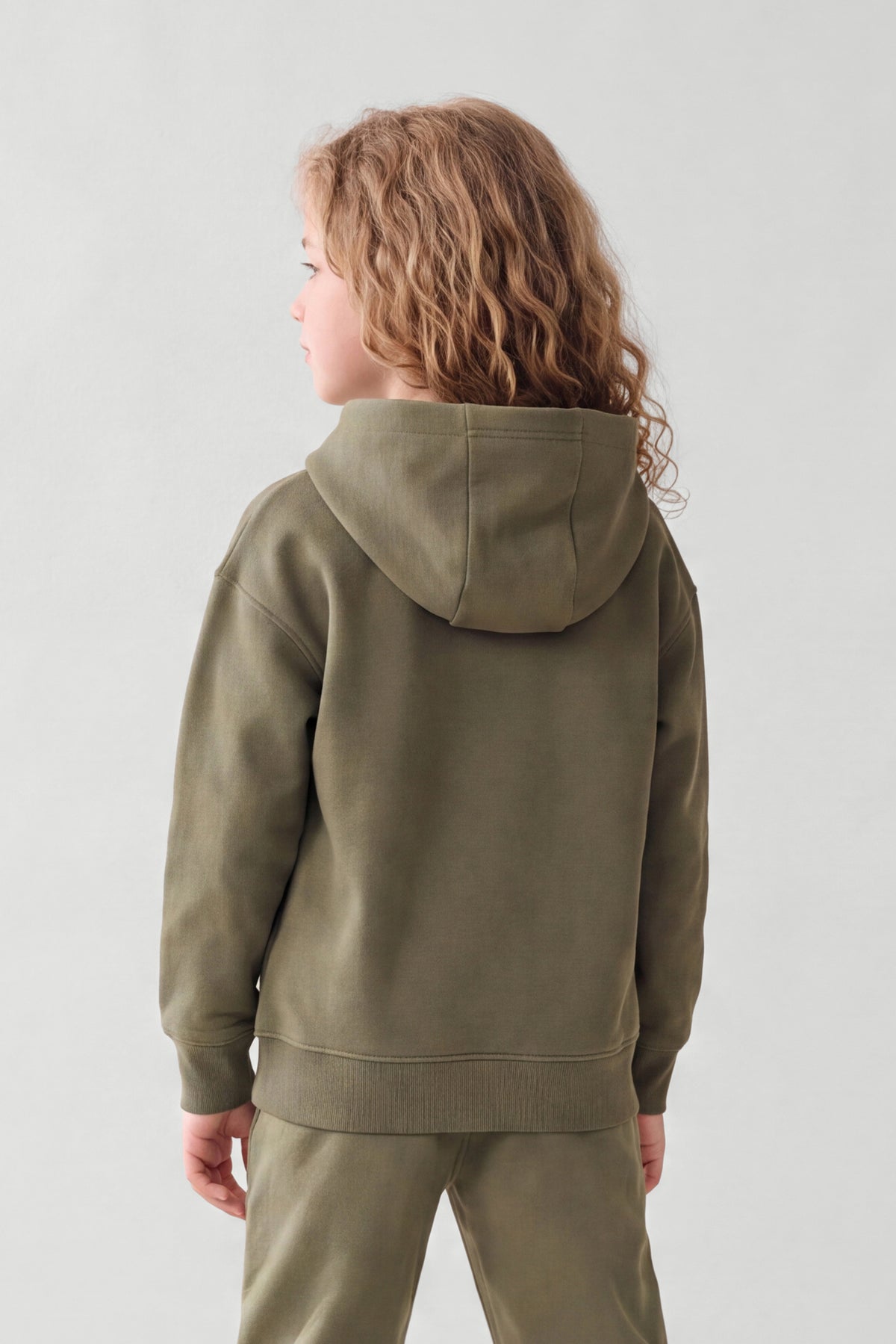 Kids Fleece Relaxed Hoodie in Olive