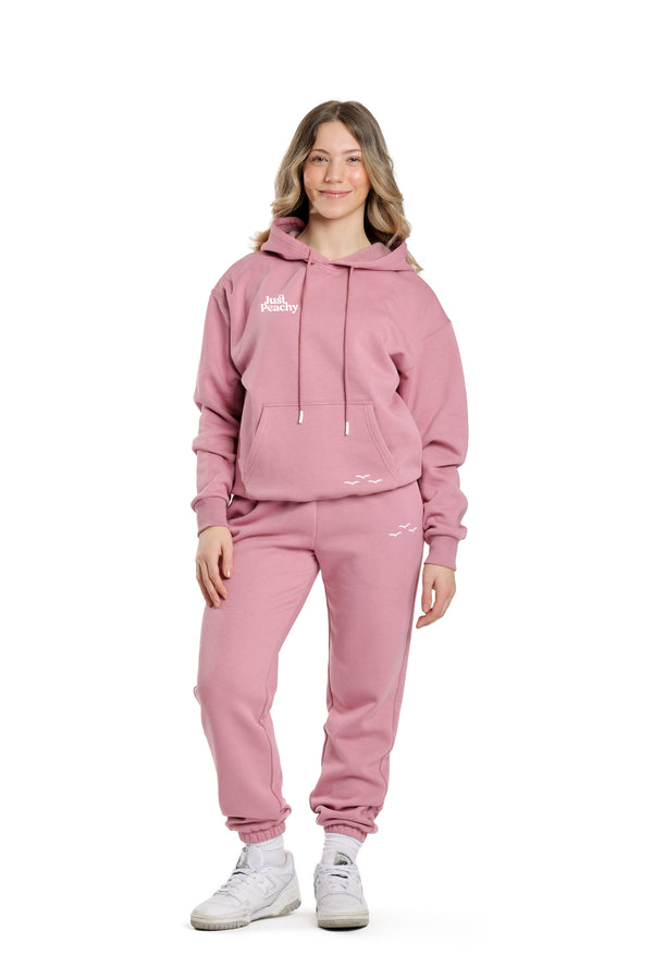 Just Peachy Fleece sweatsuit in orchid pink