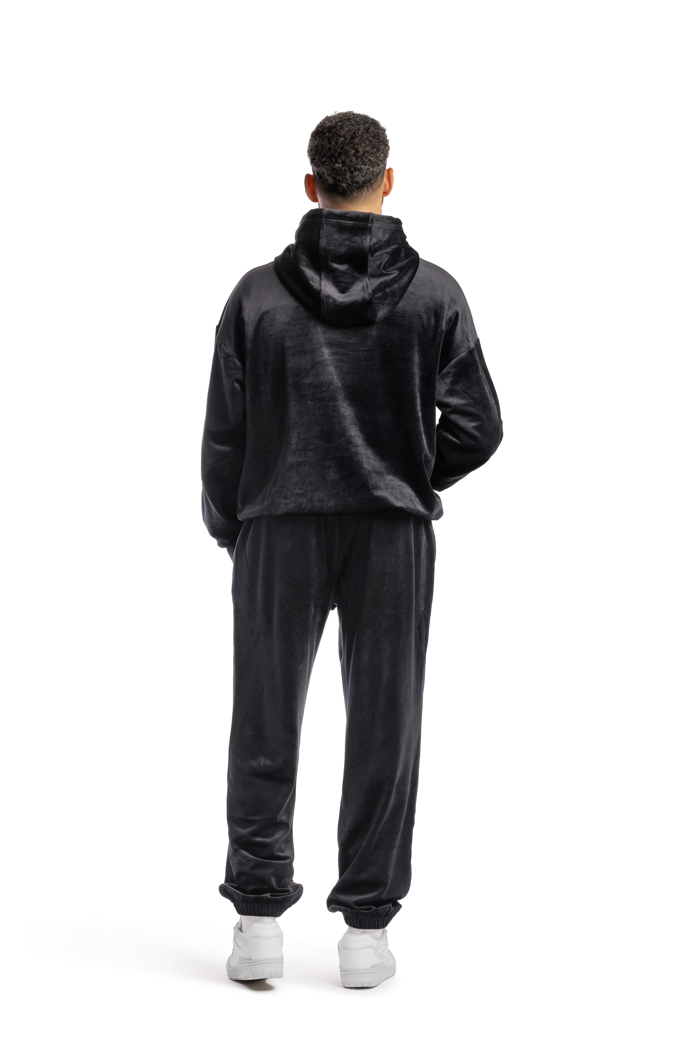 Men’s double-face velour sweatsuit set in black