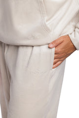 Men’s double-face velour sweatsuit set in bone