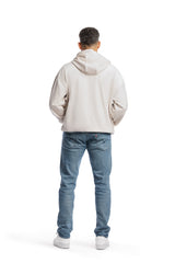 Men’s double-face velour hoodie in bone