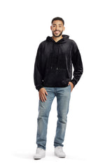 Men’s double-face velour hoodie in black