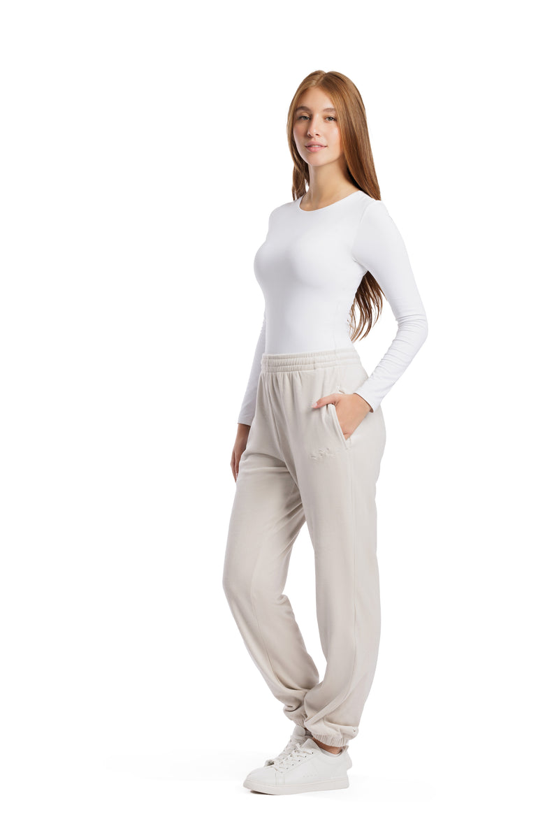 Women's Nova velour relaxed joggers in bone