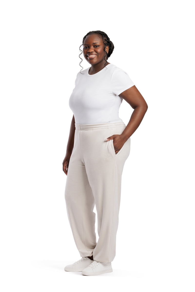 Women's Nova velour relaxed joggers in bone
