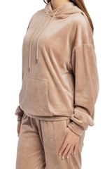 Women’s Chlo double-face velour sweatsuit set in warm taupe