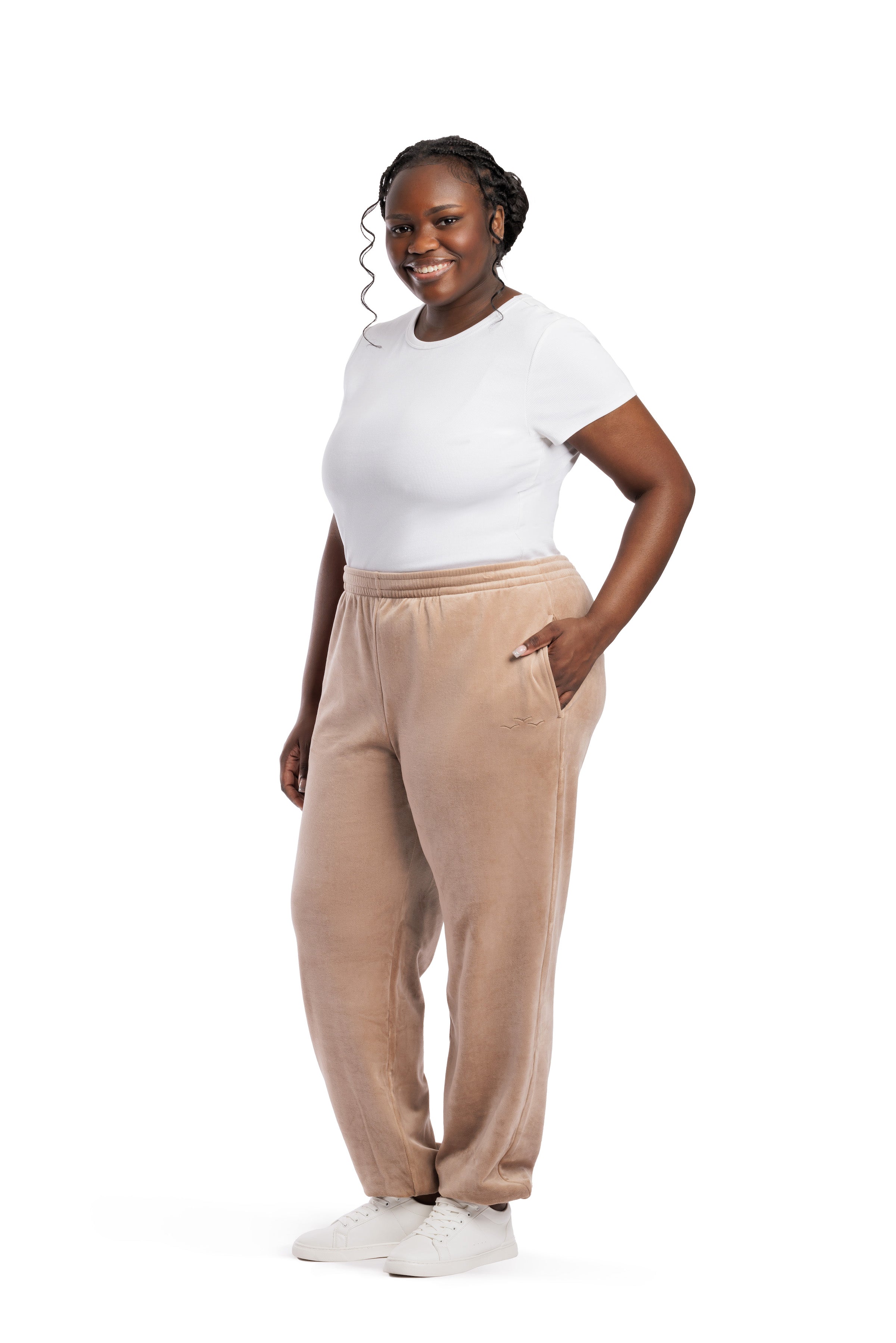 Women's Nova velour relaxed joggers in warm taupe