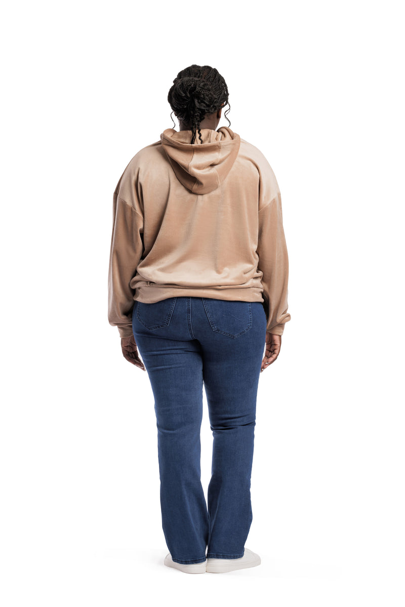 Women’s Chlo double-face velour hoodie in warm taupe