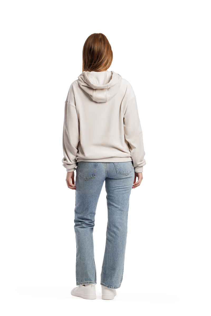 Women’s Chlo double-face velour hoodie in bone