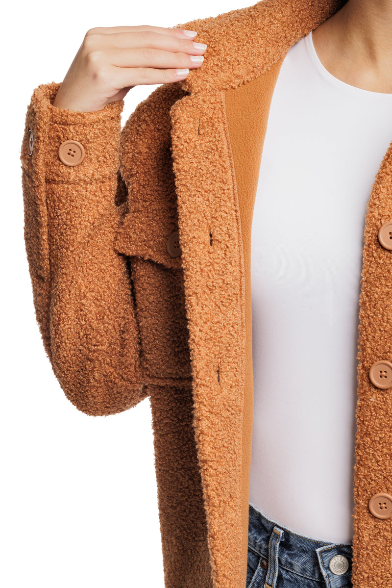 Amber Teddy sherpa shacket in biscuit