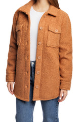 Amber Teddy sherpa shacket in biscuit