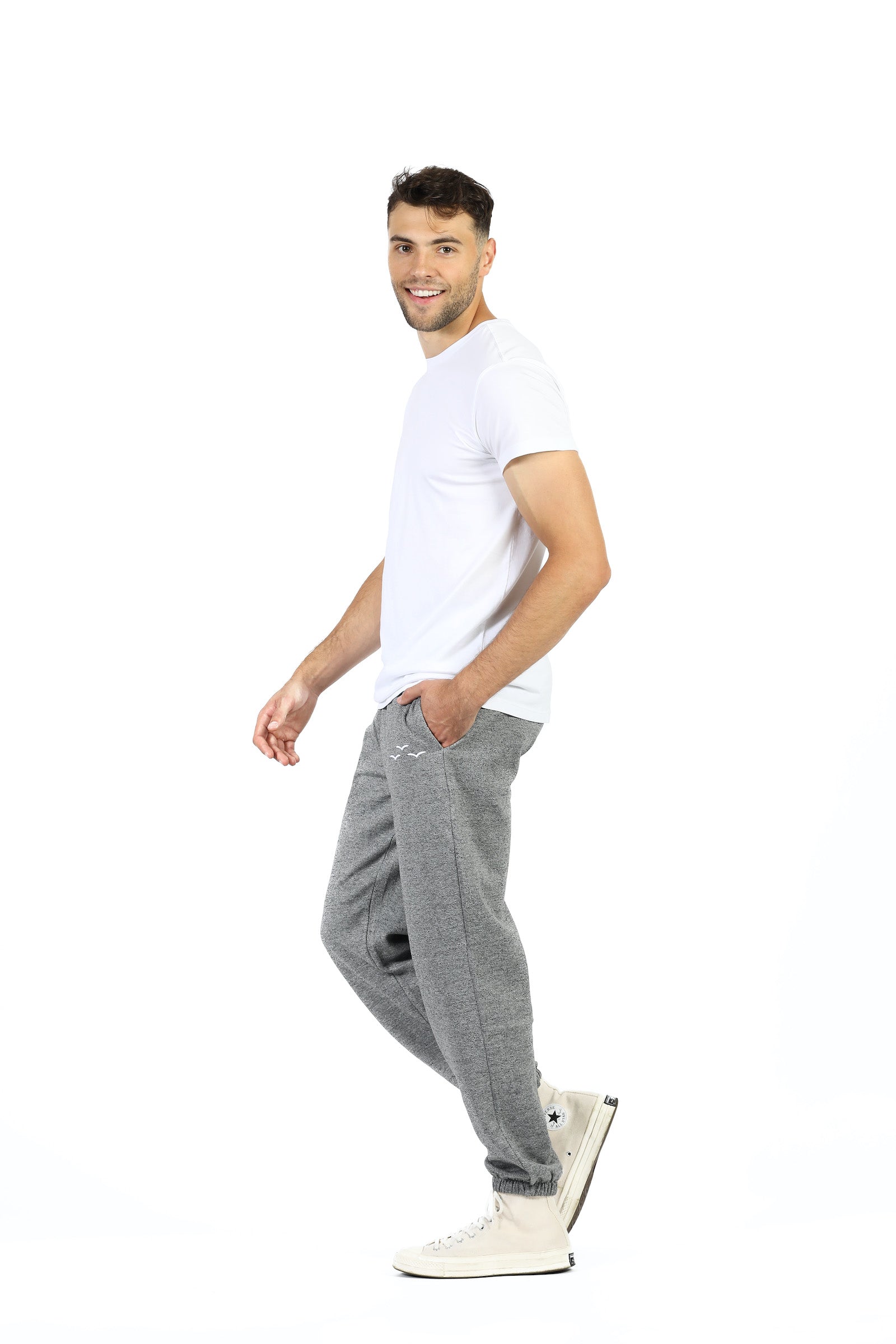 ***WHITE BIRDS*** Premium Fleece Relaxed joggers in Granite