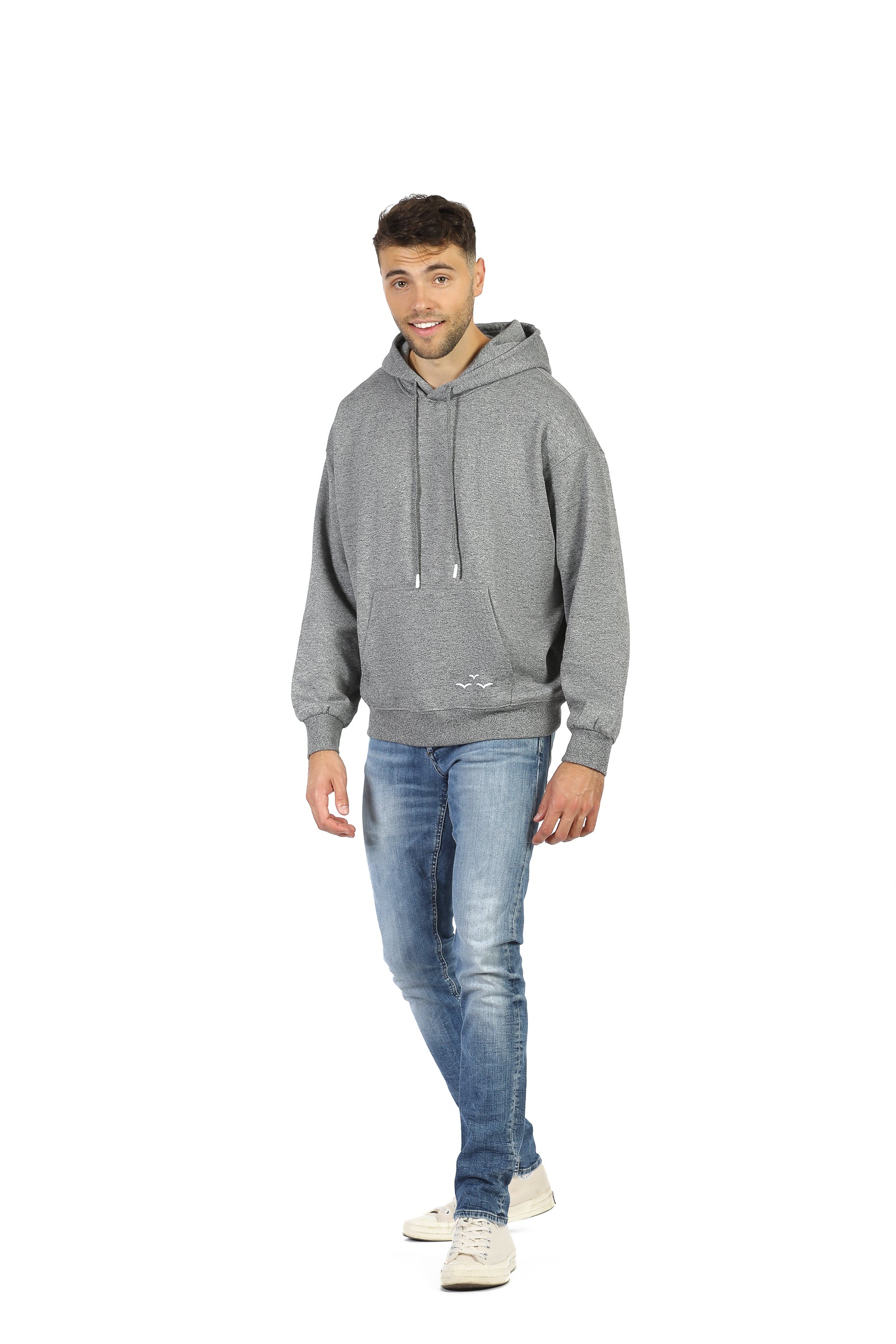 ***WHITE BIRDS*** relaxed fit hoodie in granite