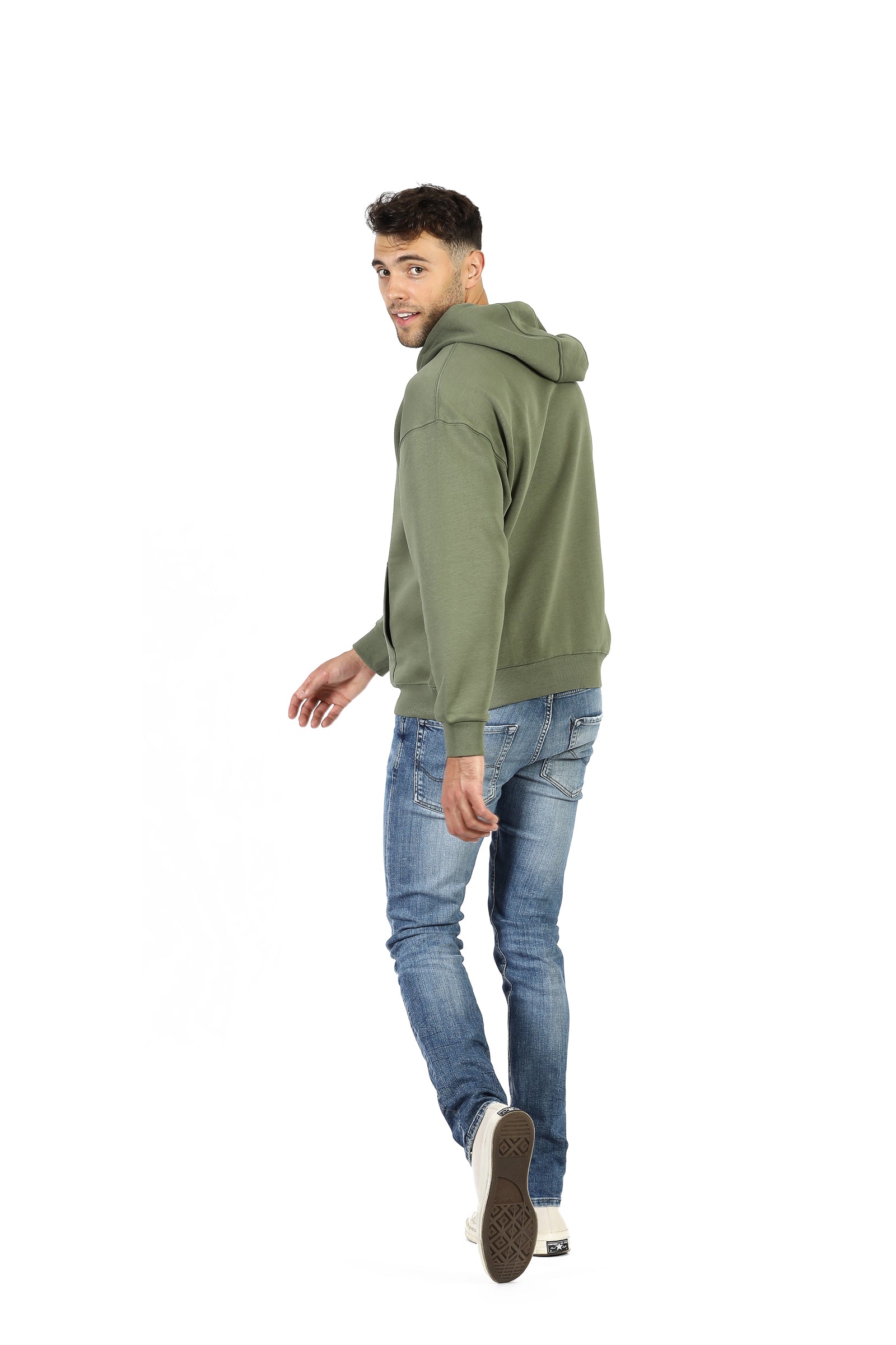 Cheeky relaxed hoodie in olive